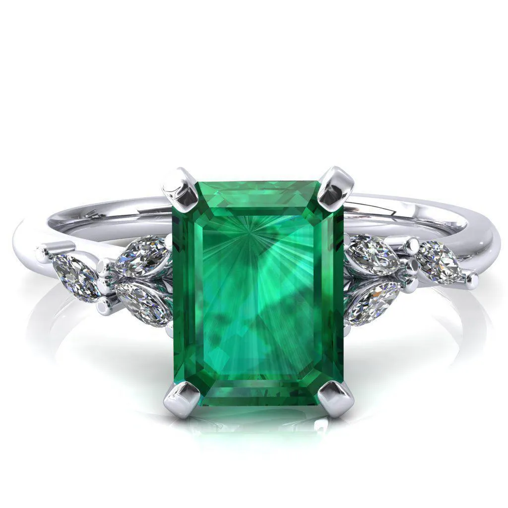 Sigrid Emerald Emerald 4 Prong Marquise Diamond Side Ring