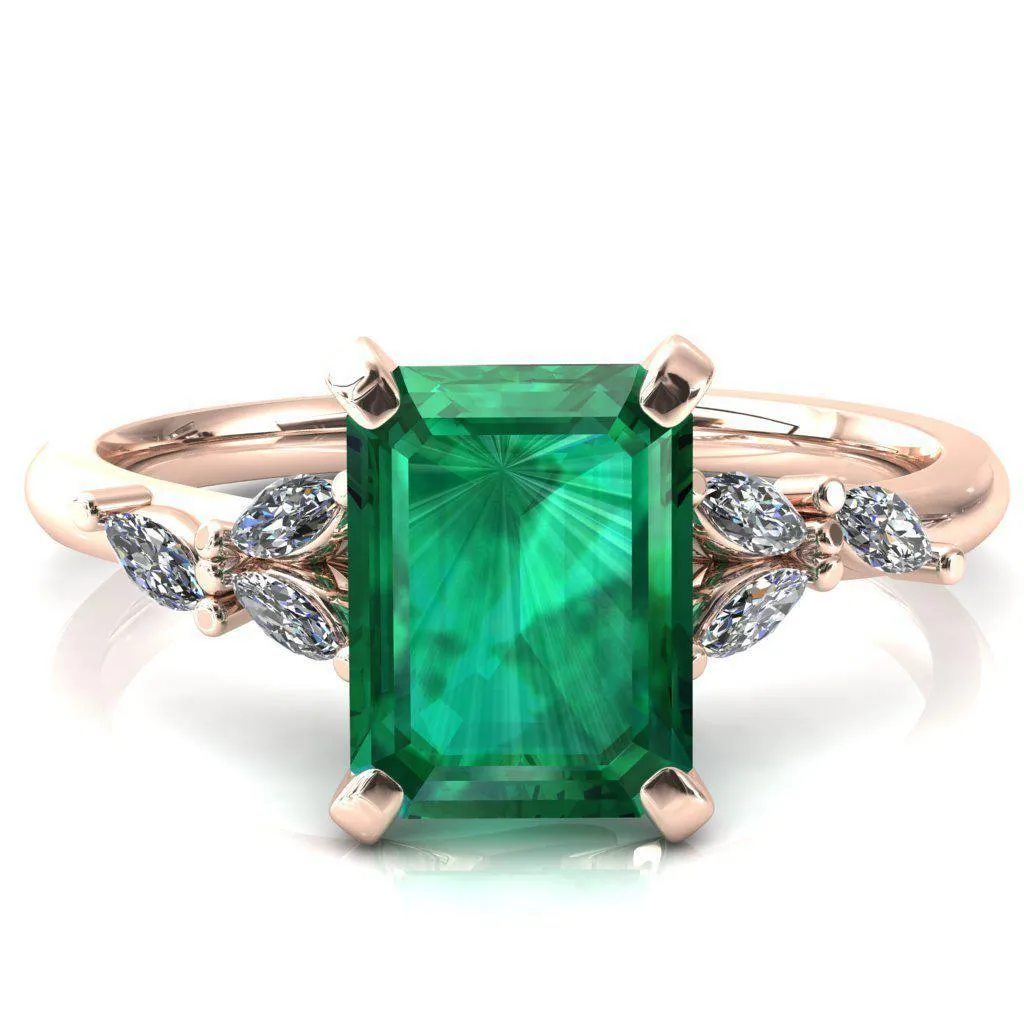 Sigrid Emerald Emerald 4 Prong Marquise Diamond Side Ring