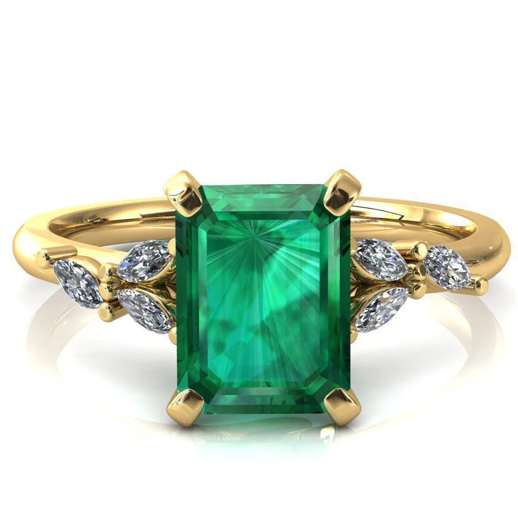 Sigrid Emerald Emerald 4 Prong Marquise Diamond Side Ring