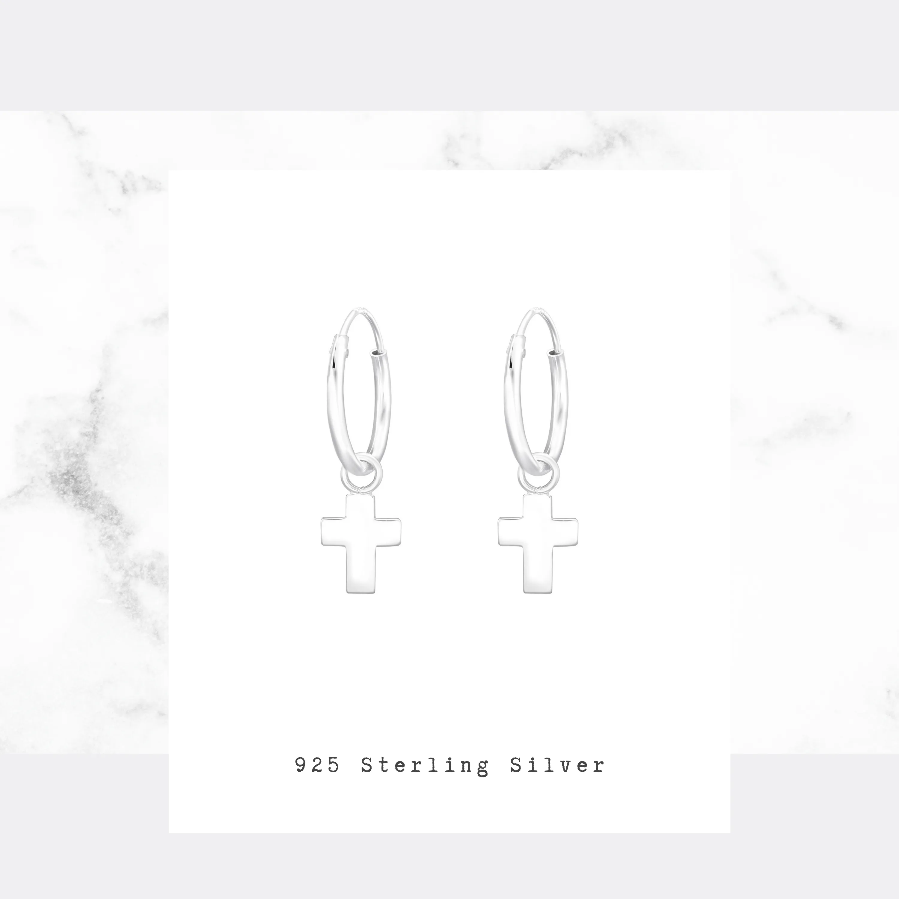 Silver Cross Earring Hoops
