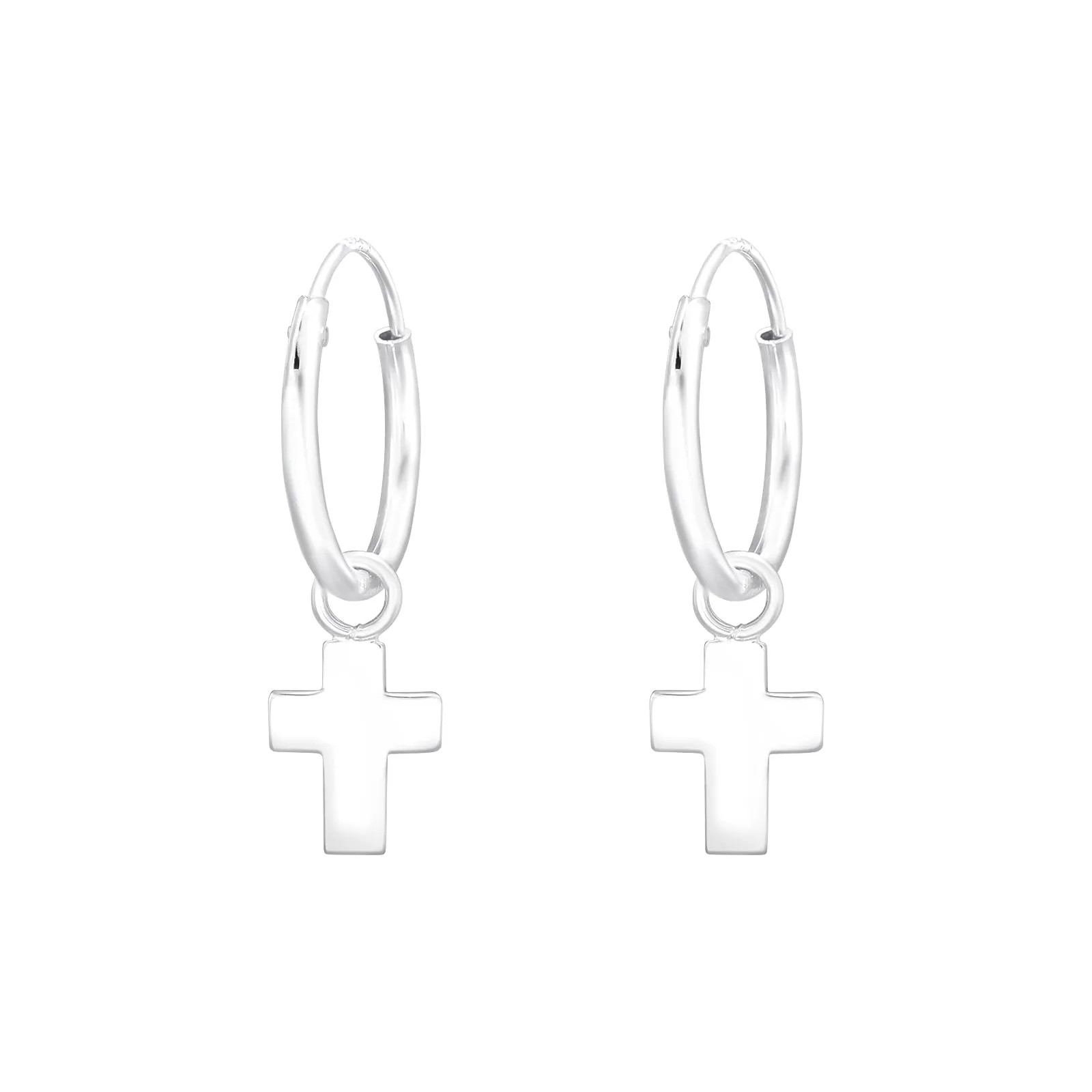 Silver Cross Earring Hoops