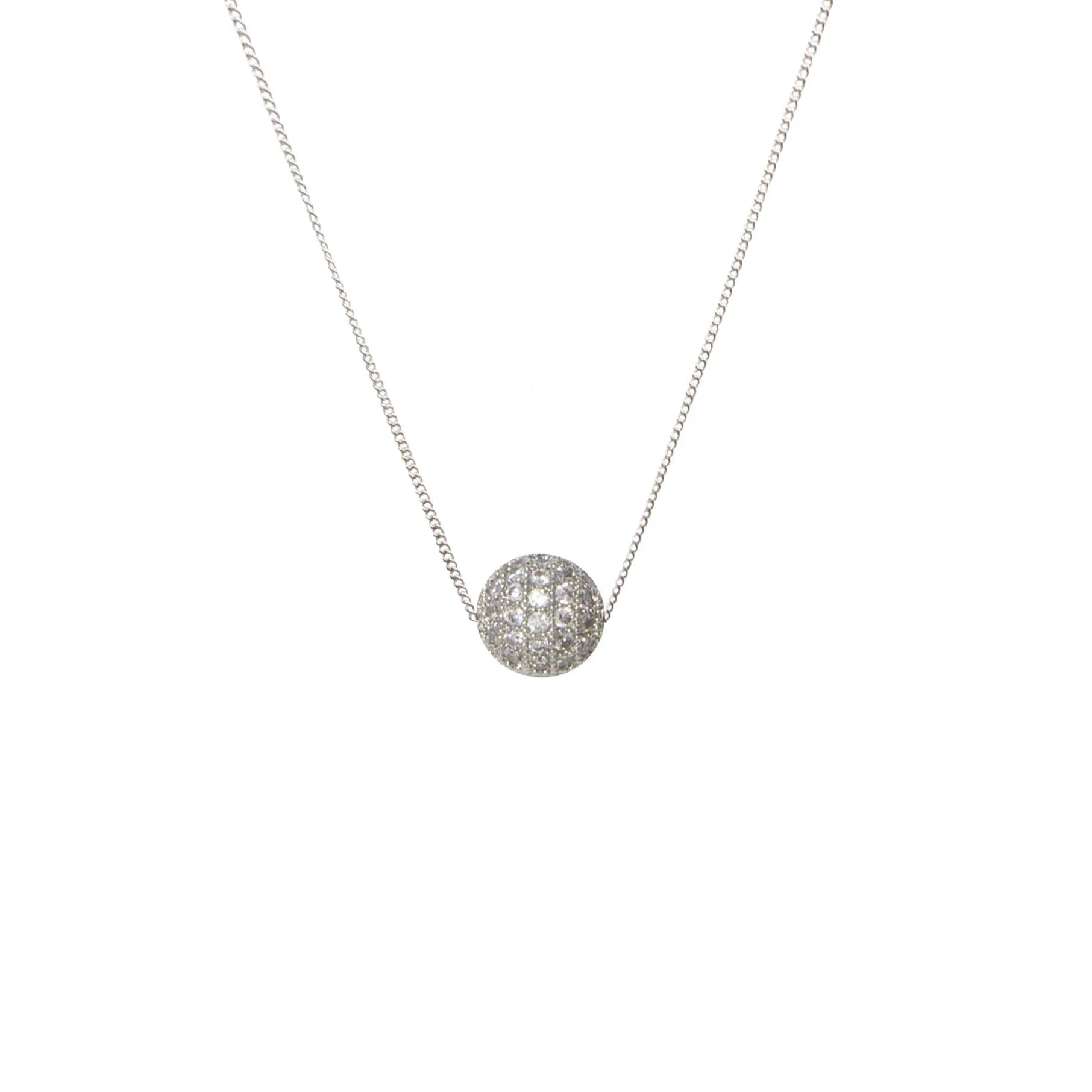 Silver Crystal Pave Blessing Necklace in Sterling Silver