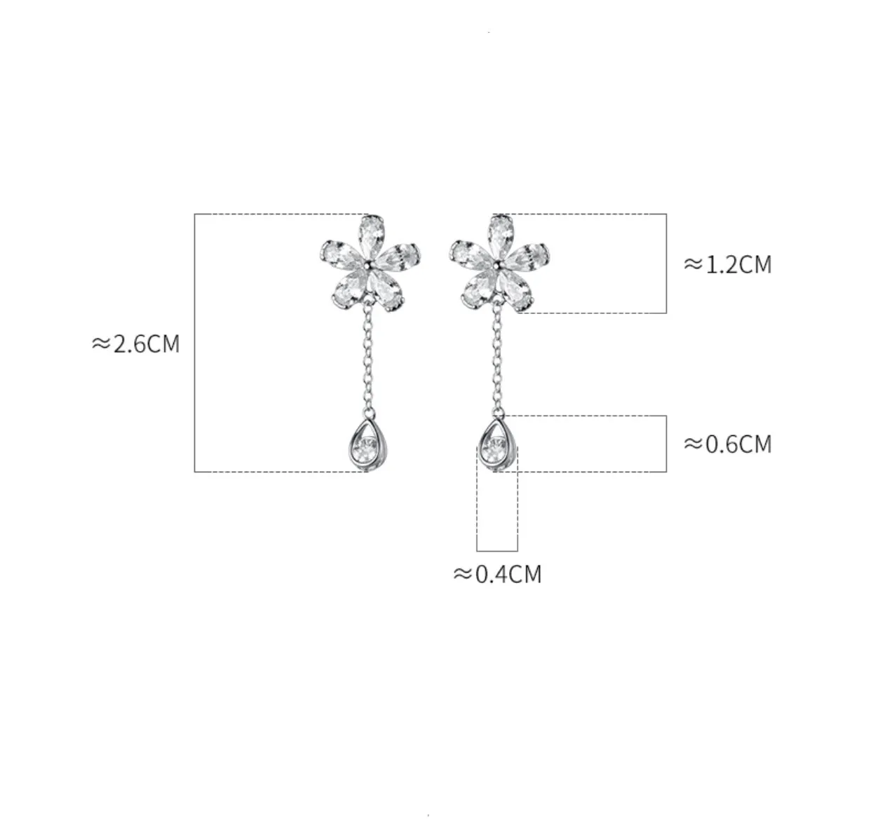 Silver Flower Cuff Tassel Earrings, No Piercing Earrings cuff-SS066