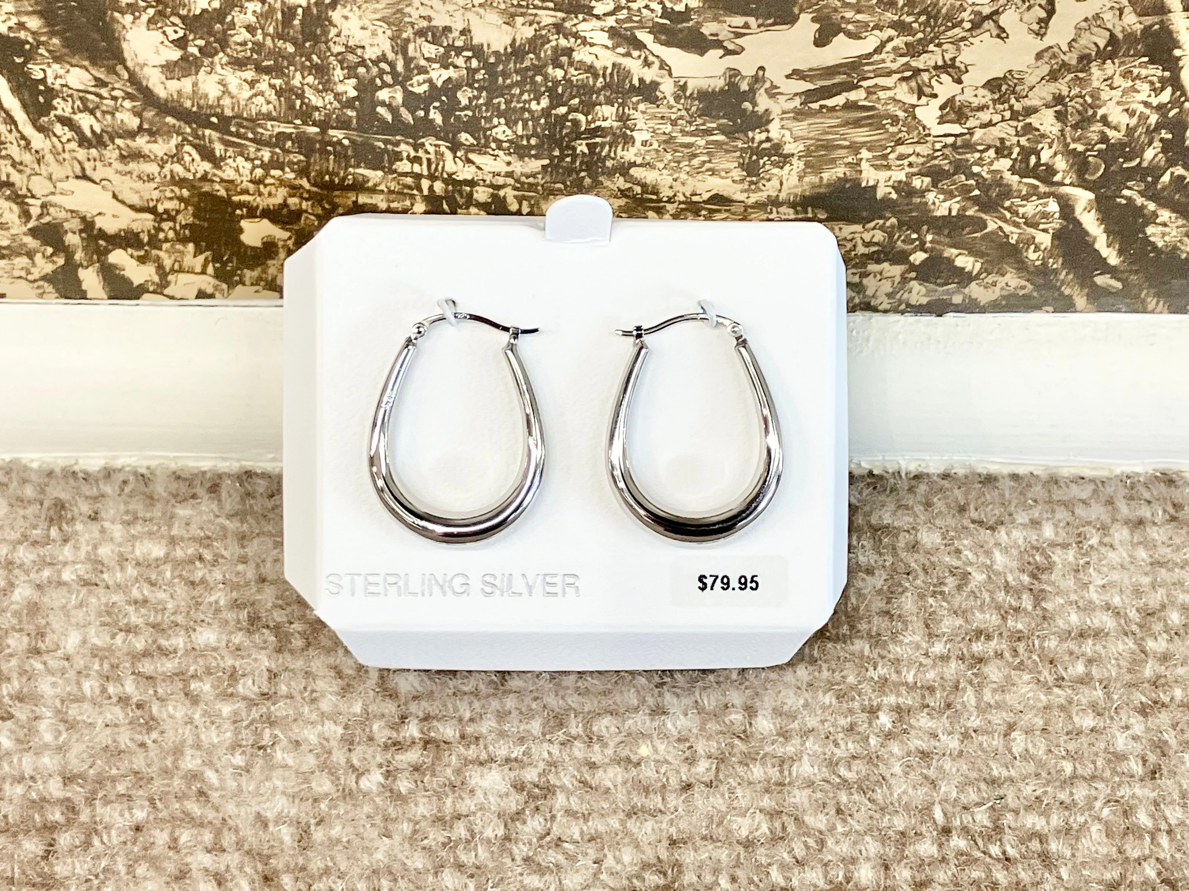 Silver Oval Hoop Earrings