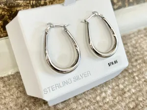 Silver Oval Hoop Earrings