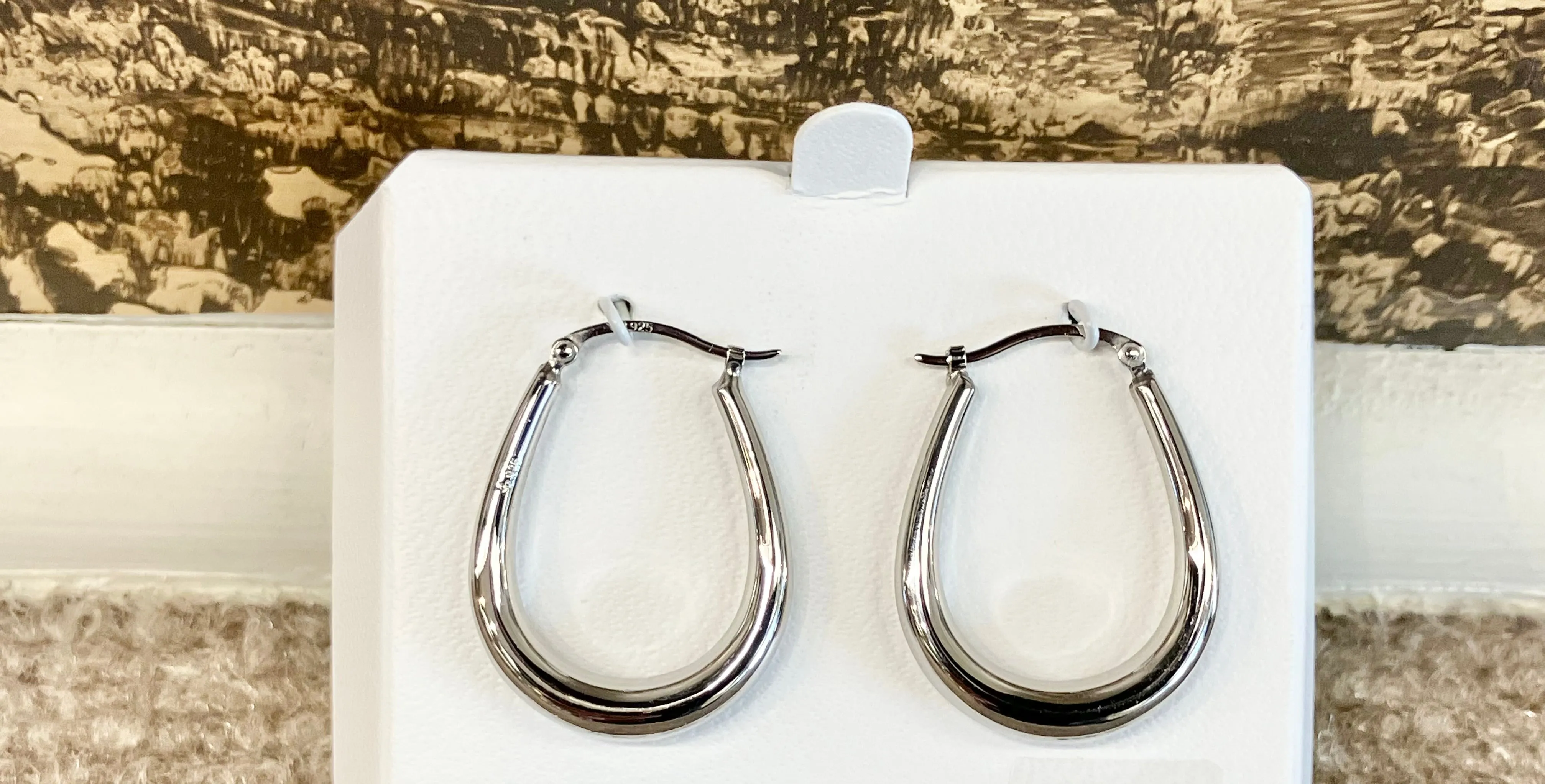Silver Oval Hoop Earrings