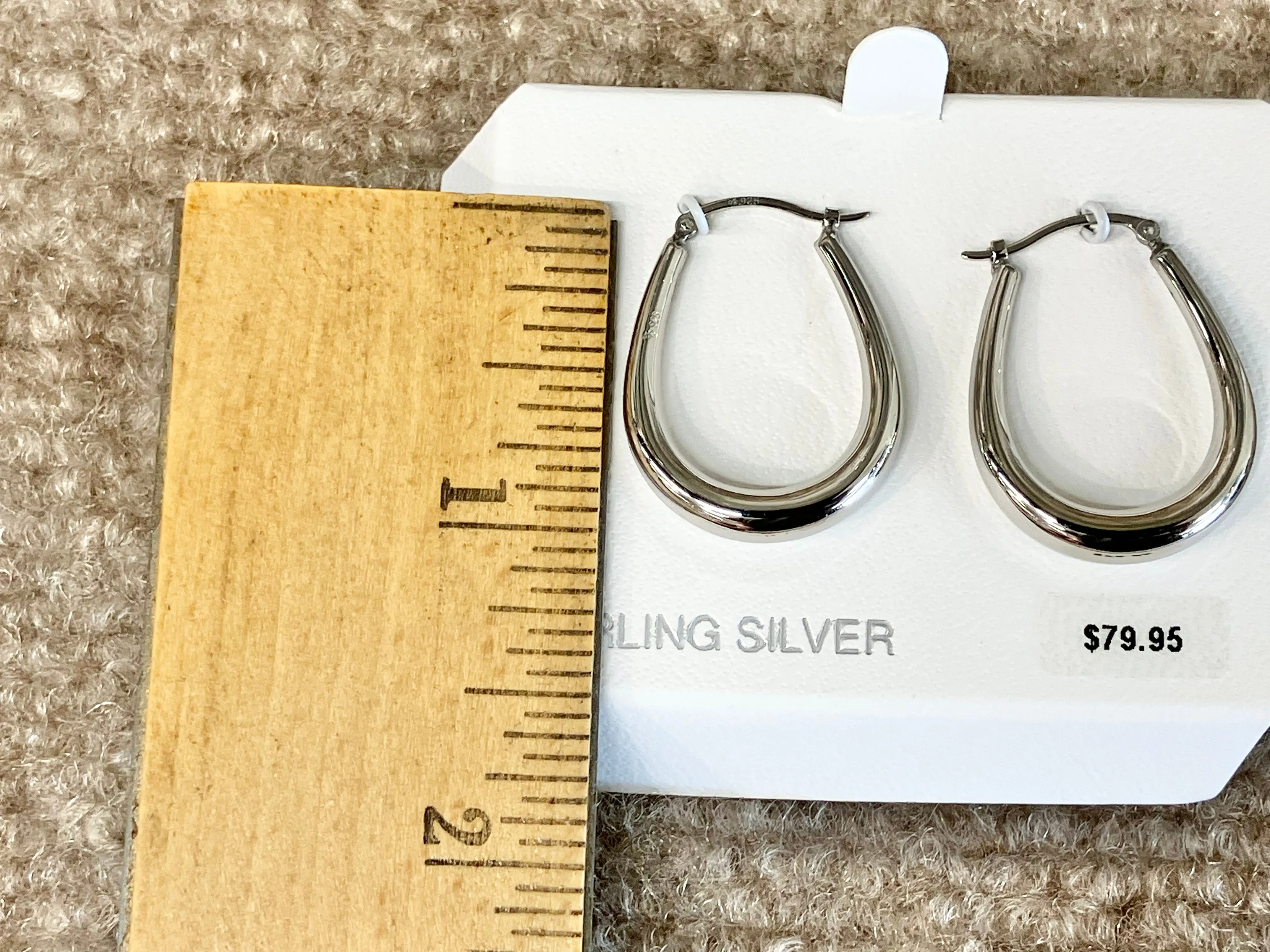 Silver Oval Hoop Earrings