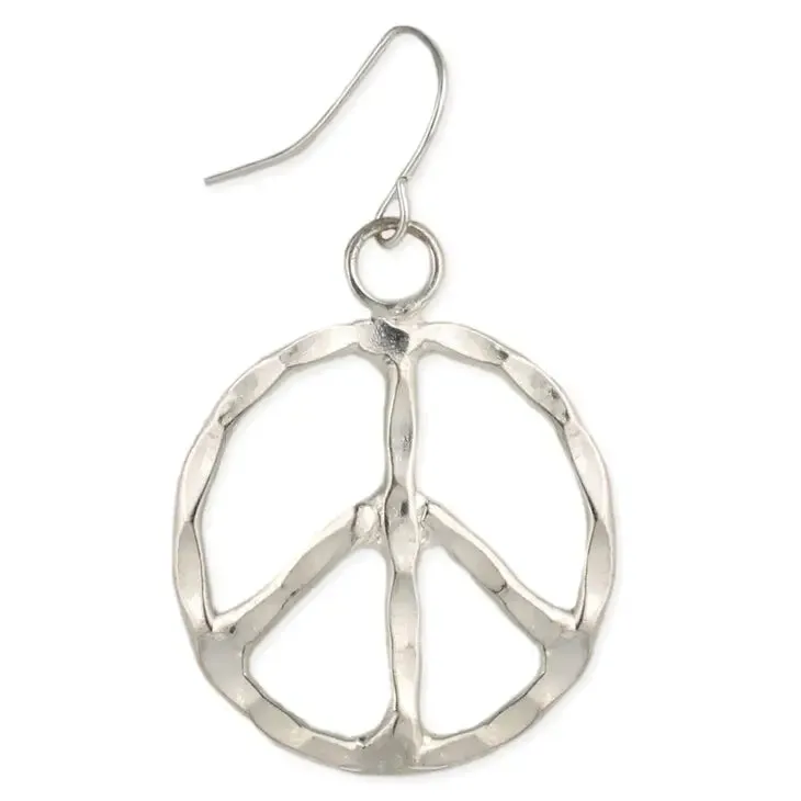 Silver Peace Sign Earrings