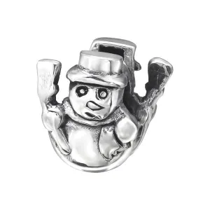 Silver Snowman Charm Bead