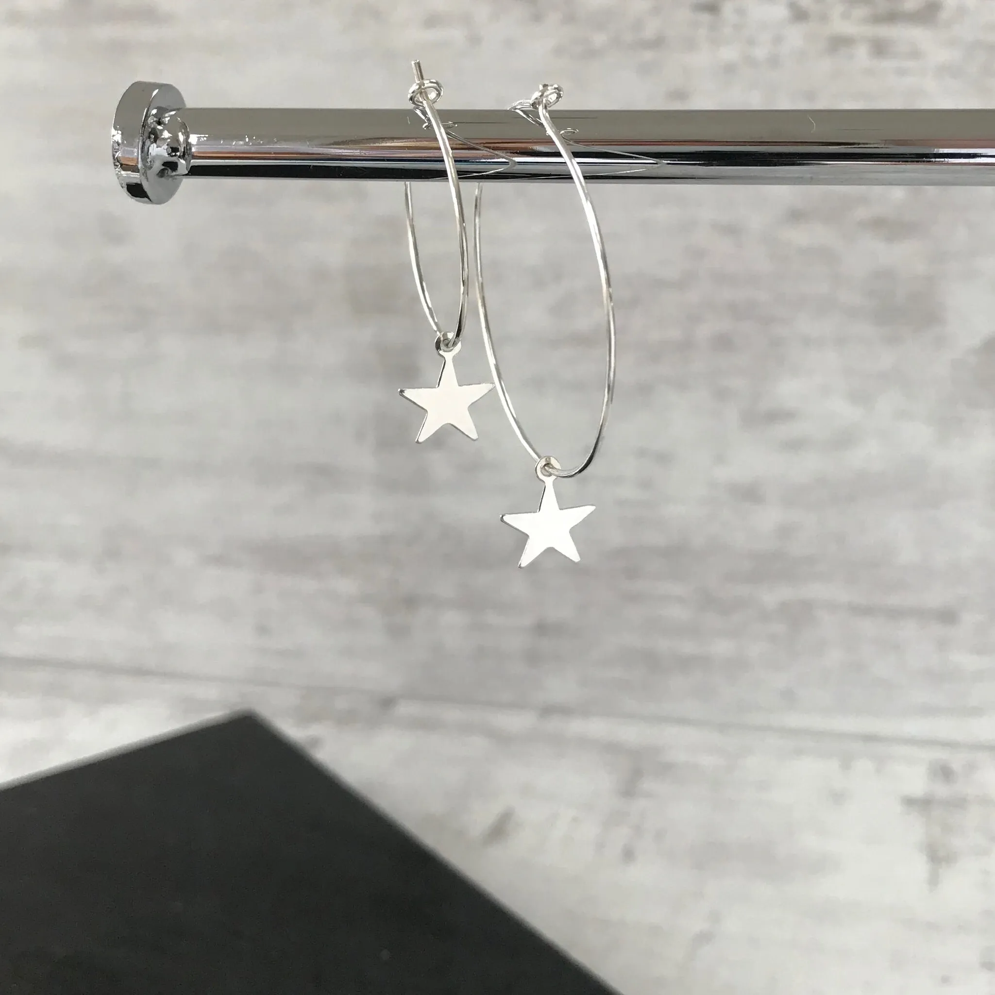 Silver Star Hoop Earrings