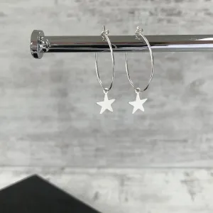 Silver Star Hoop Earrings