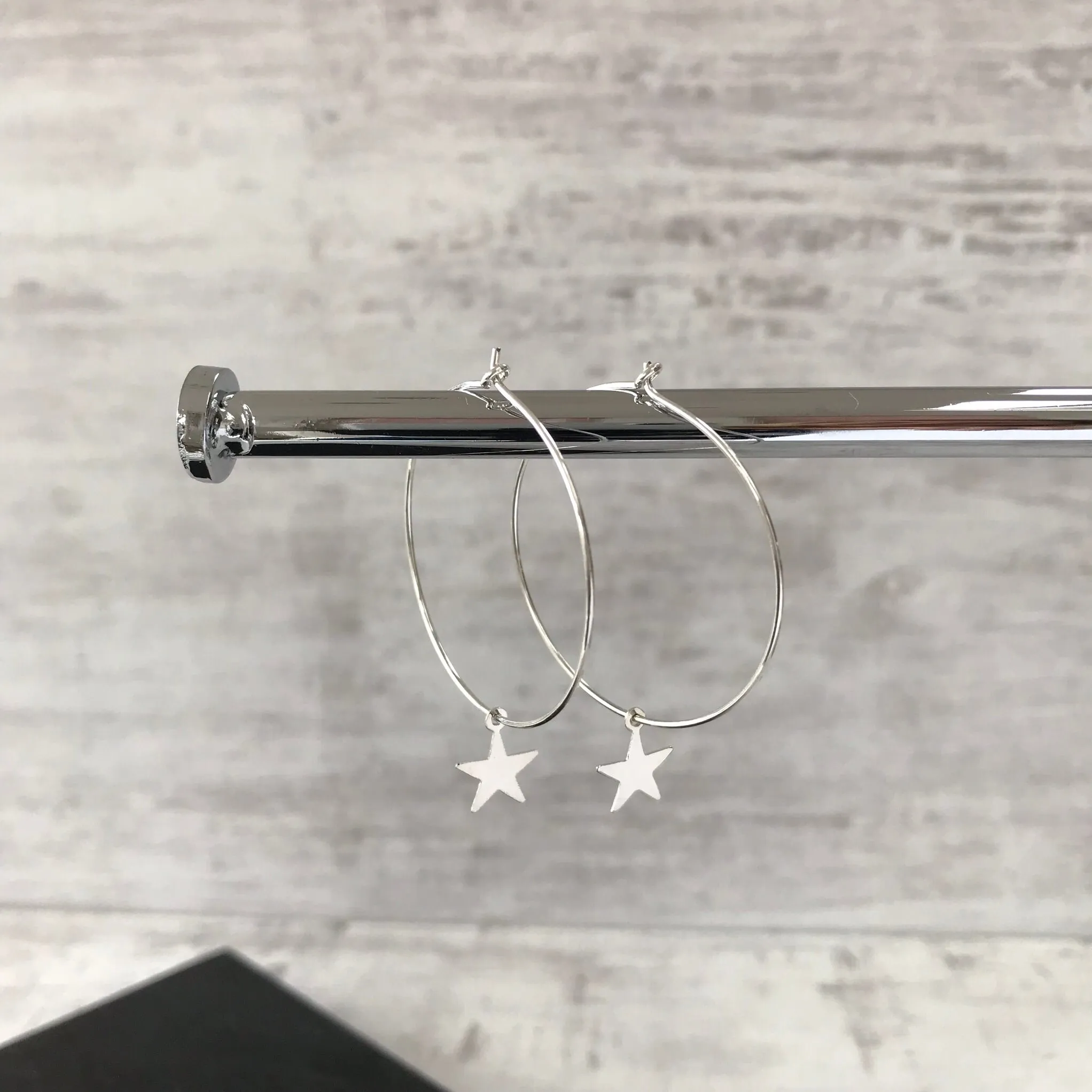 Silver Star Hoop Earrings