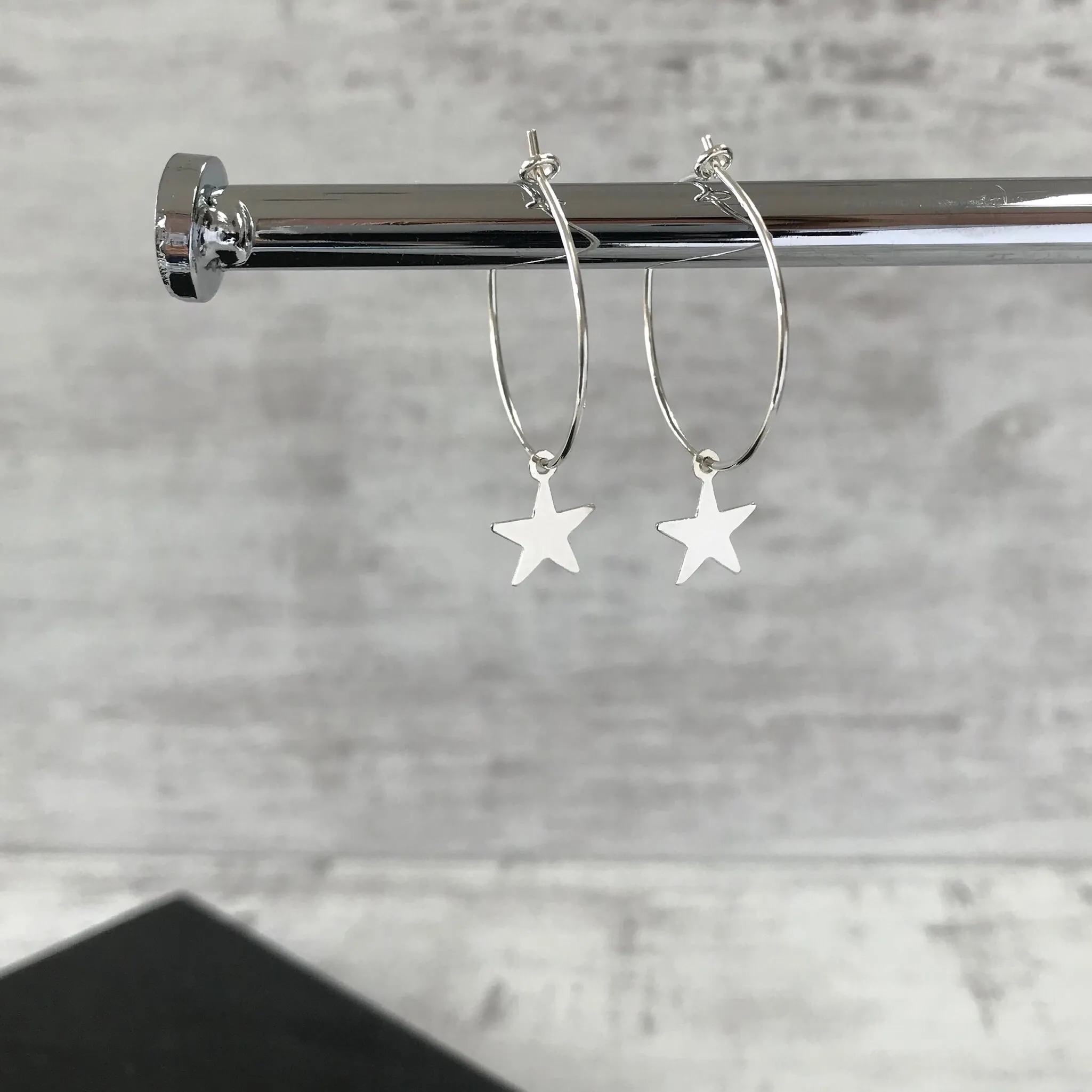 Silver Star Hoop Earrings
