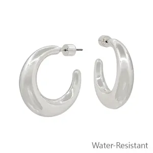 Silver Water-Resistant Chunky Hoop Earrings
