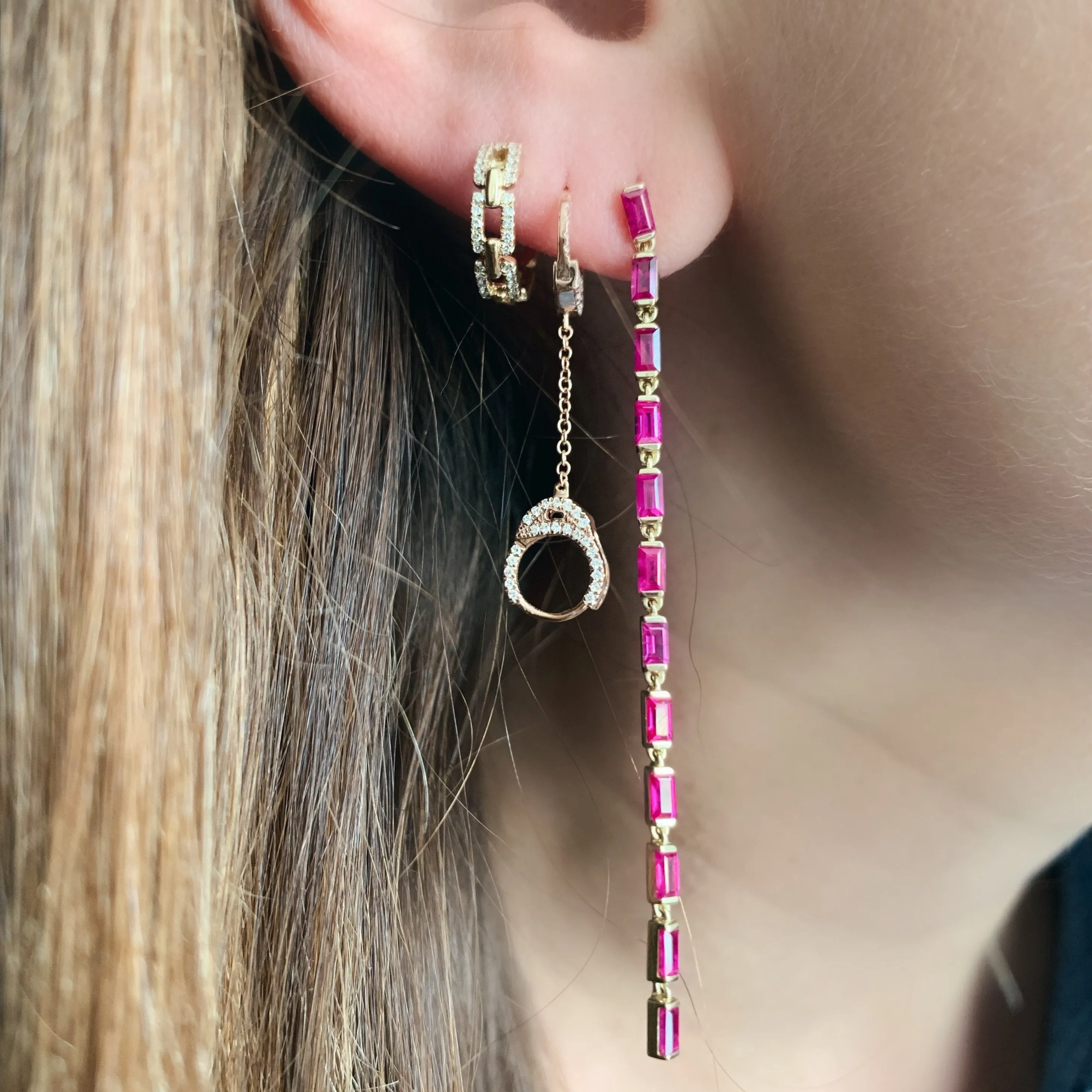 Single Diamond Handcuff Earring