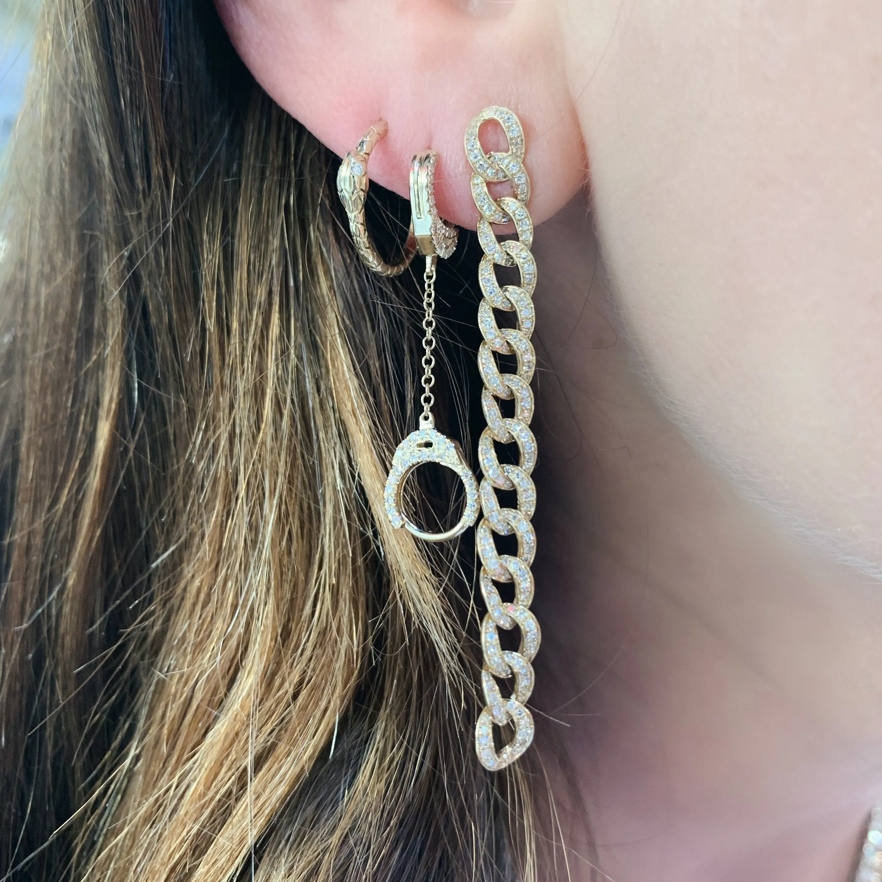 Single Diamond Handcuff Earring