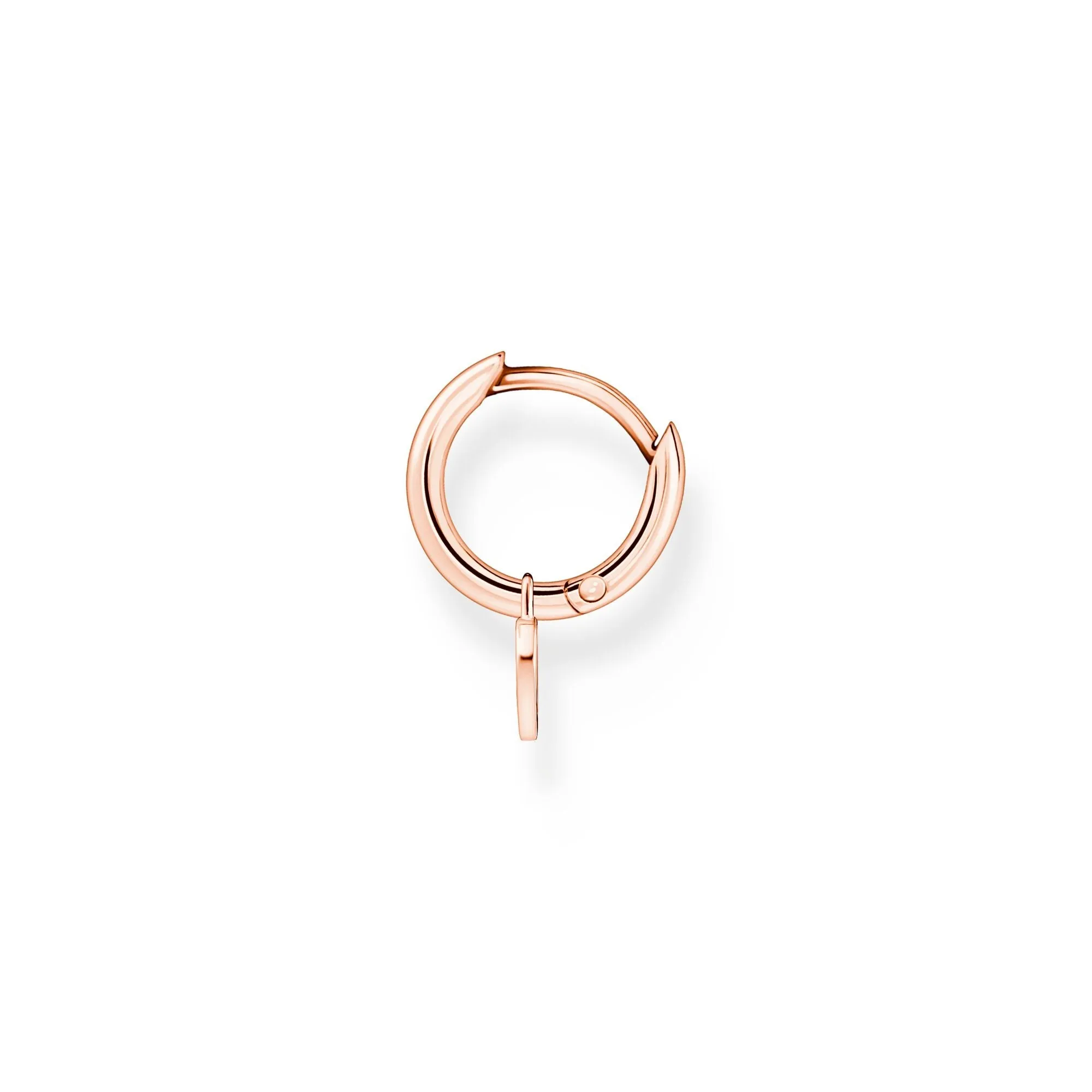 Single hoop earring with heart Pendant rose gold