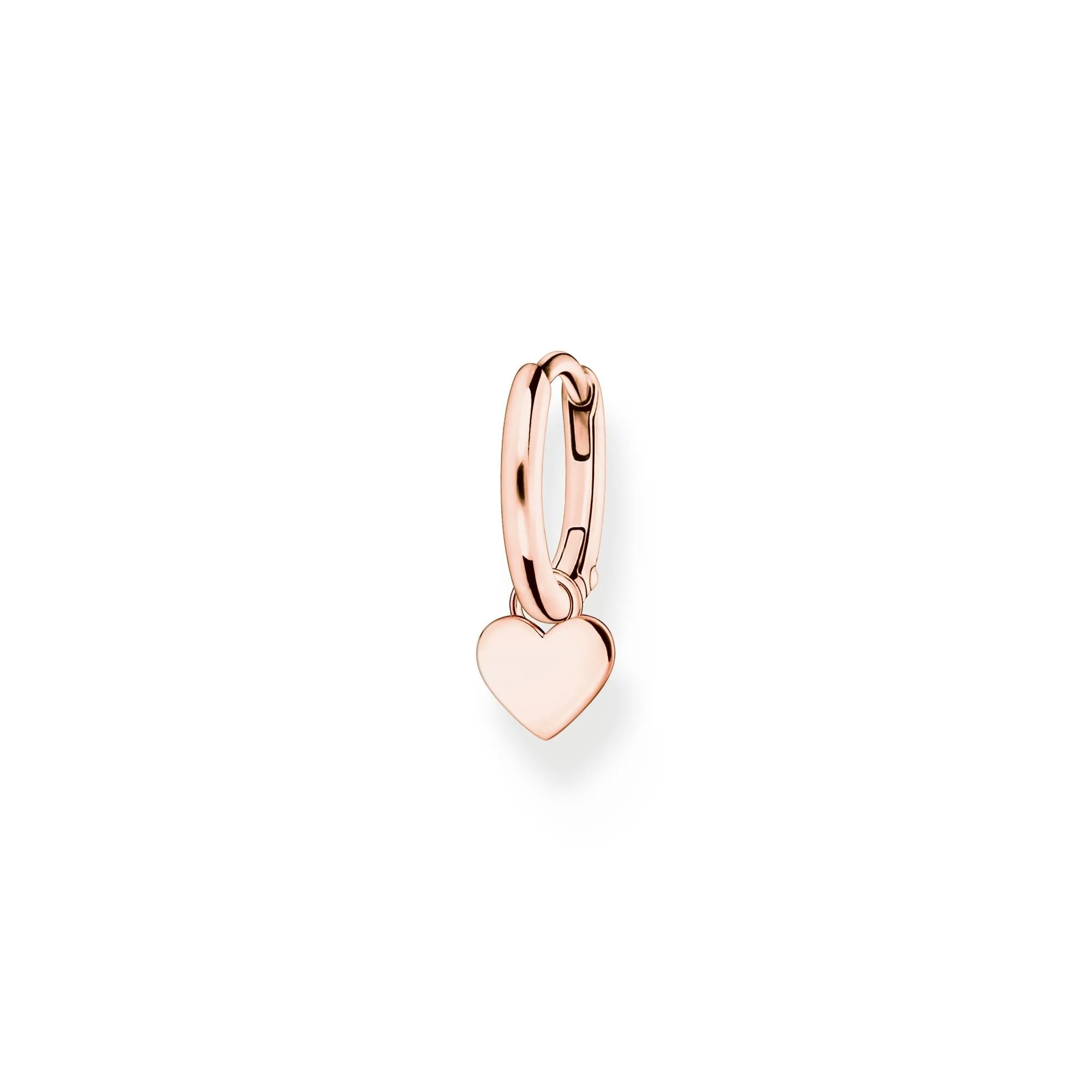 Single hoop earring with heart Pendant rose gold