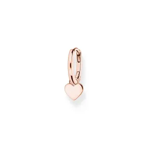 Single hoop earring with heart Pendant rose gold
