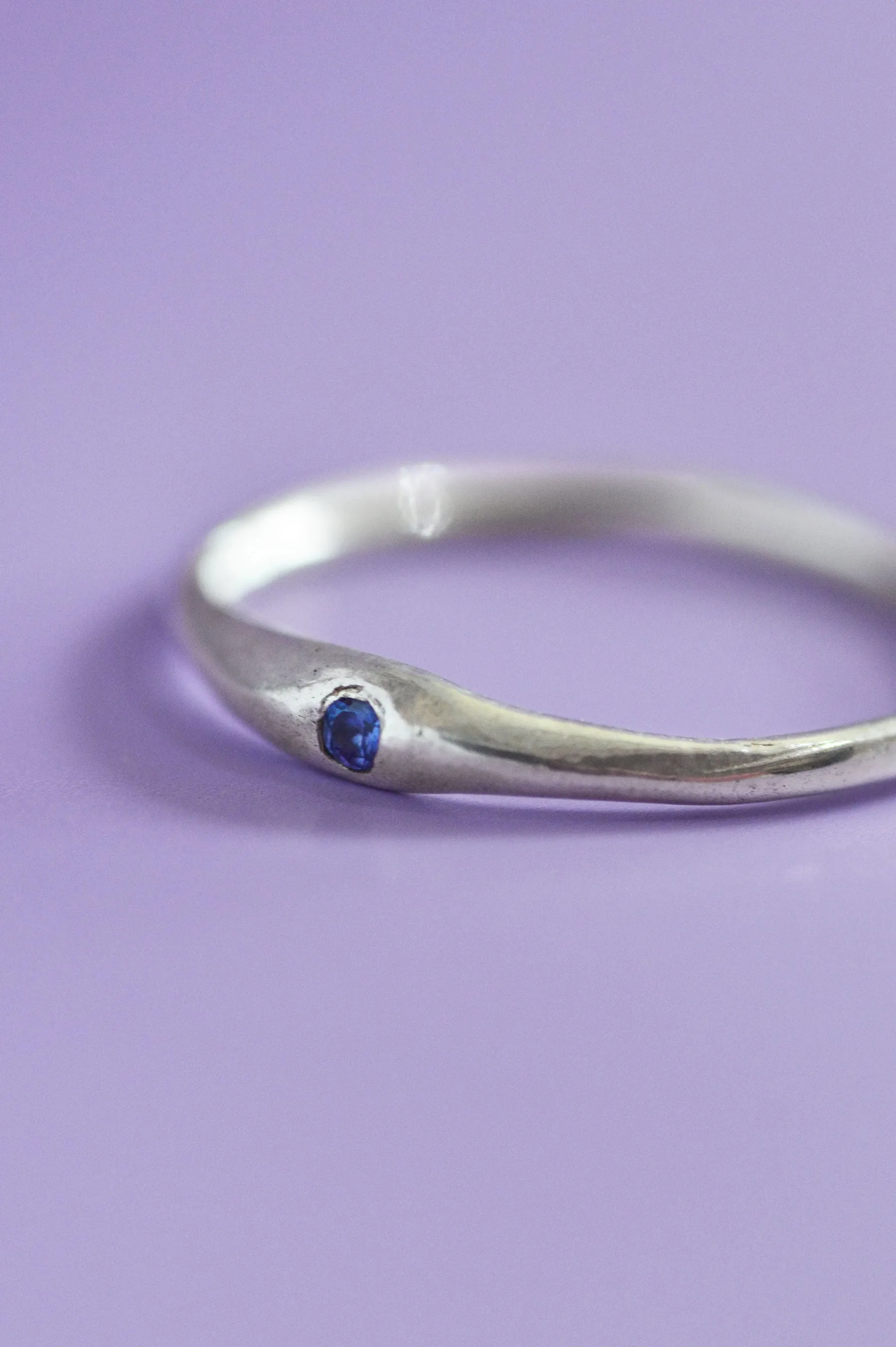 Siyum Blue Sapphire Silver Ring