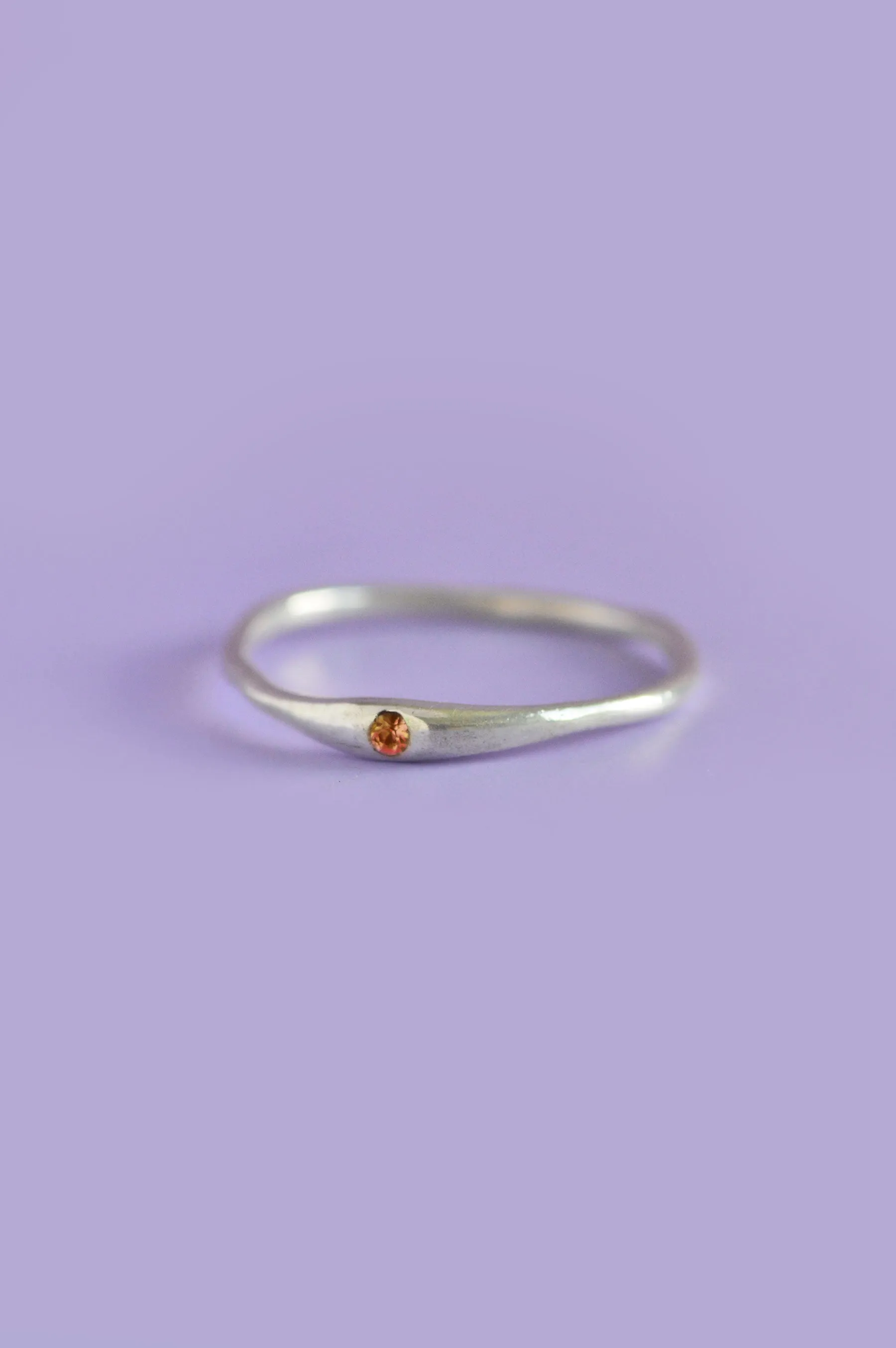 Siyum Orange Sapphire Silver Ring