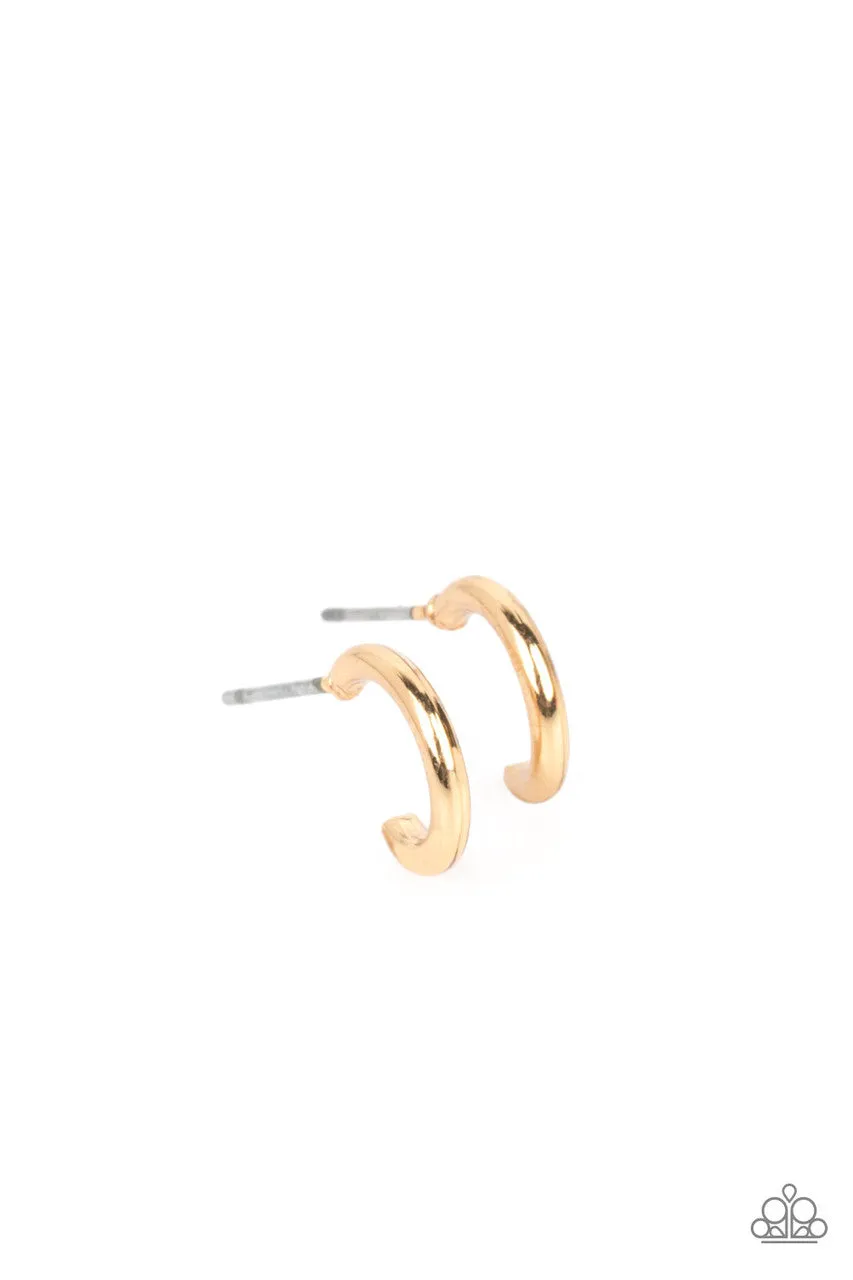 Skip the Small Talk Gold Paparazzi Tiny Hoop Earrings