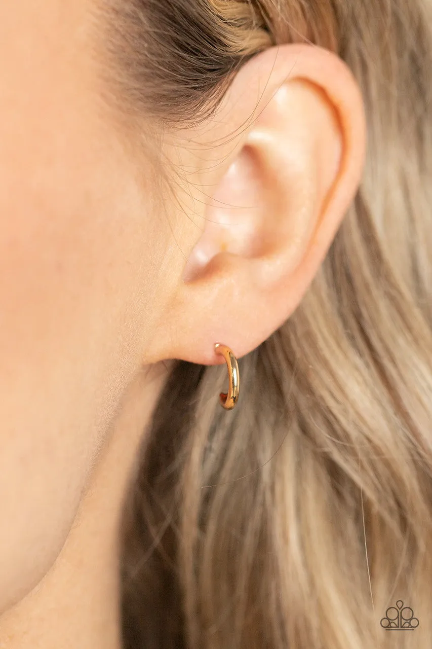 Skip the Small Talk Gold Paparazzi Tiny Hoop Earrings