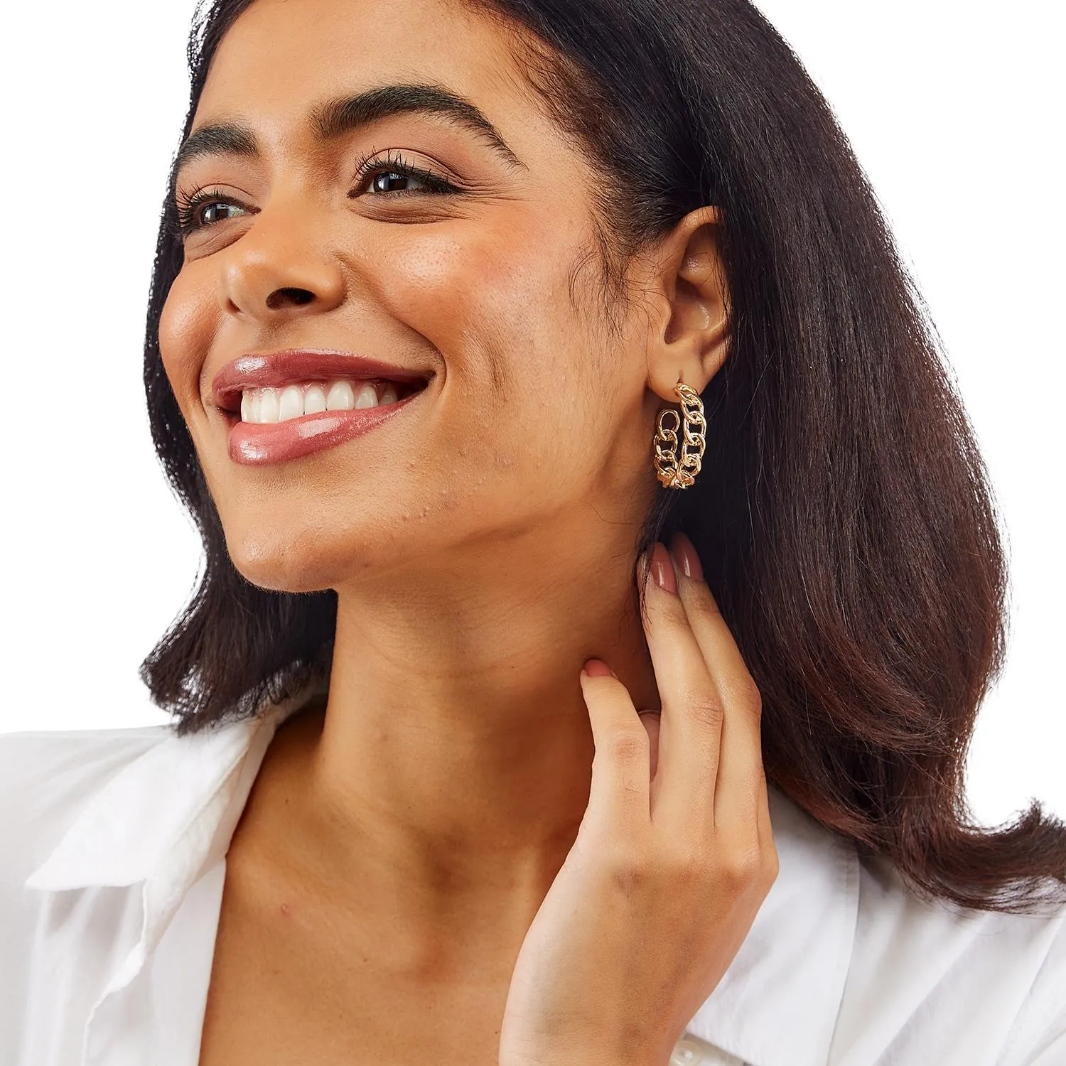 Small Chain Link Hoop Earrings