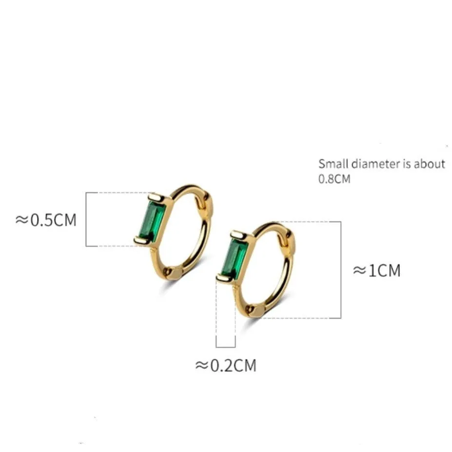 Small Emerald Green Huggie Earrings-SH012