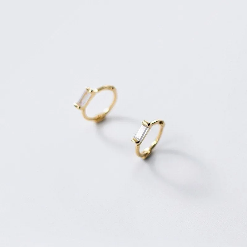 Small Emerald Green Huggie Earrings-SH012