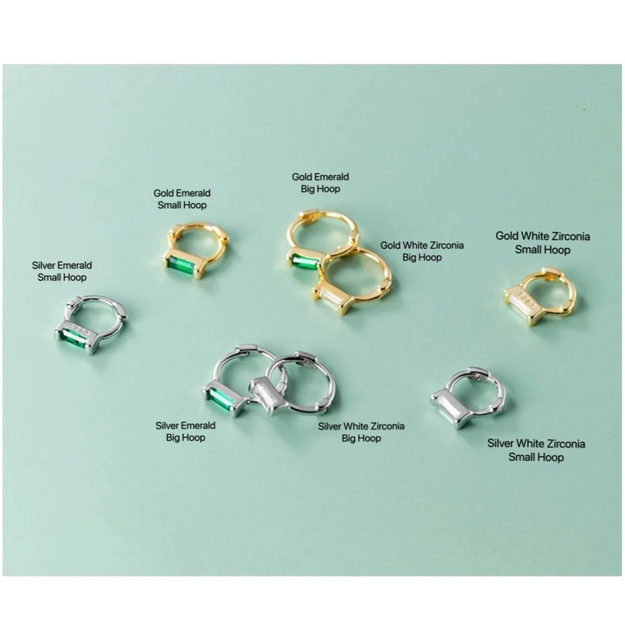 Small Emerald Green Huggie Earrings-SH012