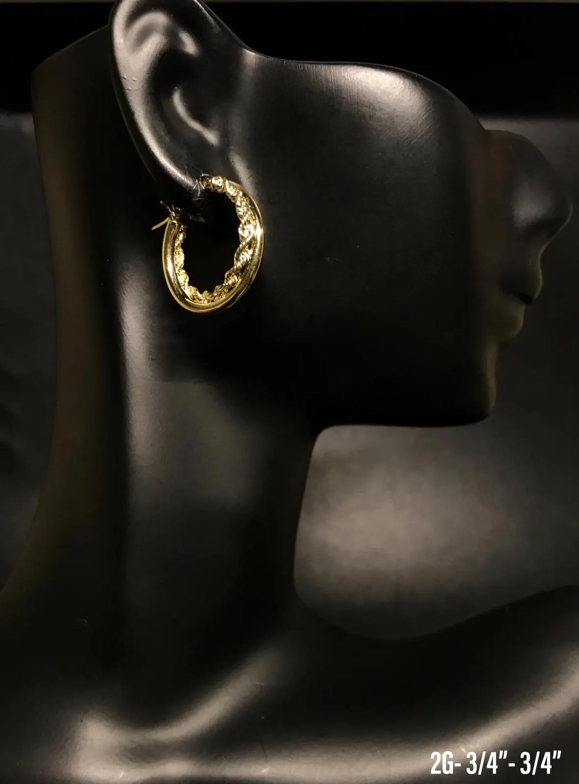 Small Rope Hoop earrings 10K solid gold