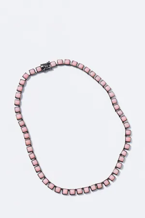 Small Tile Rivière Necklace - Pink Opal