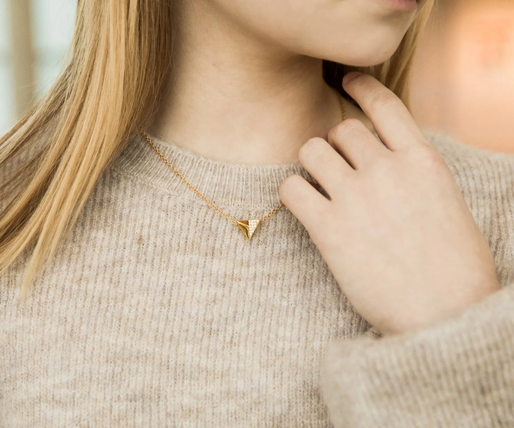 Small Triangle Pavé Crystal Necklace