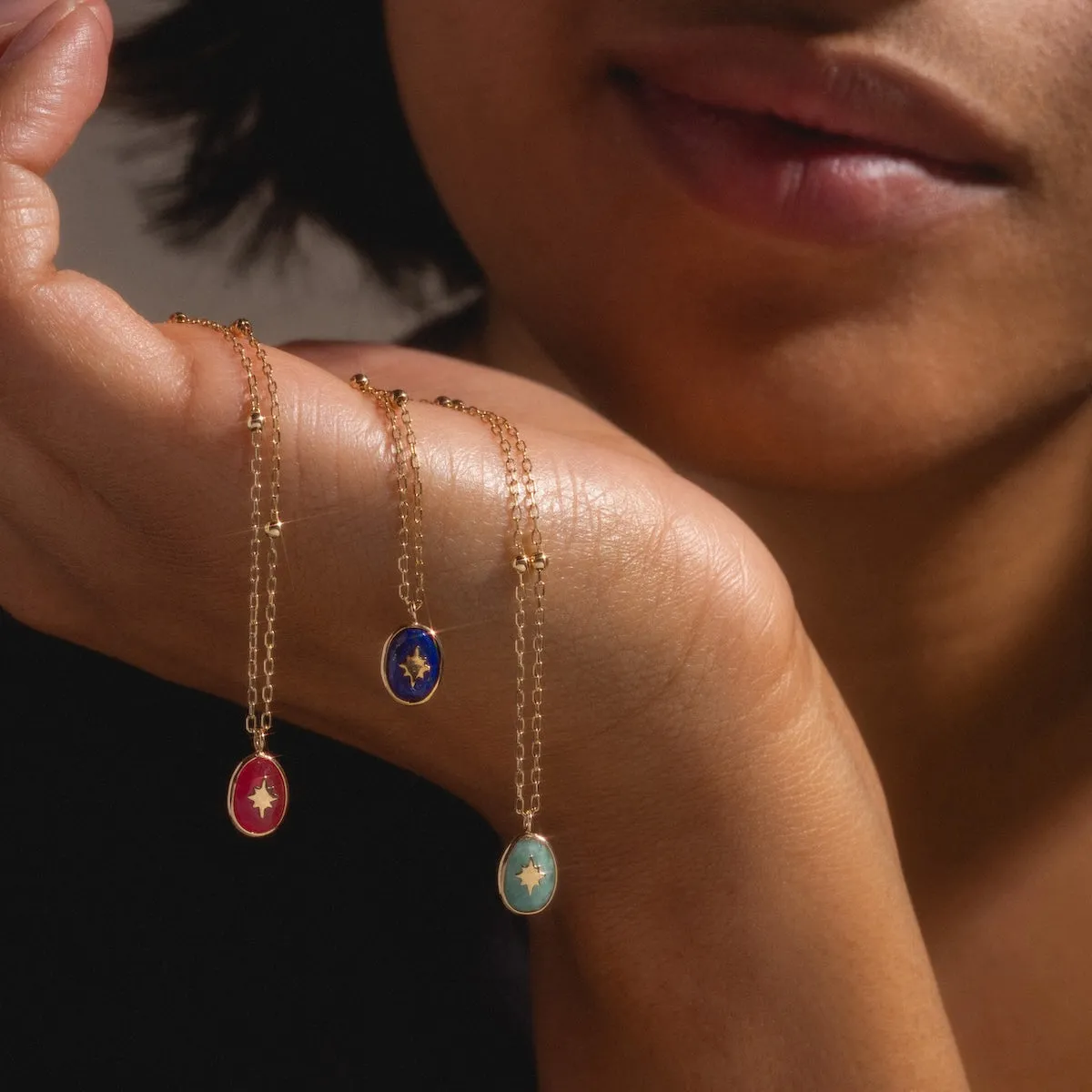 Solid Gold Crystal Amulet Necklace for Manifestation