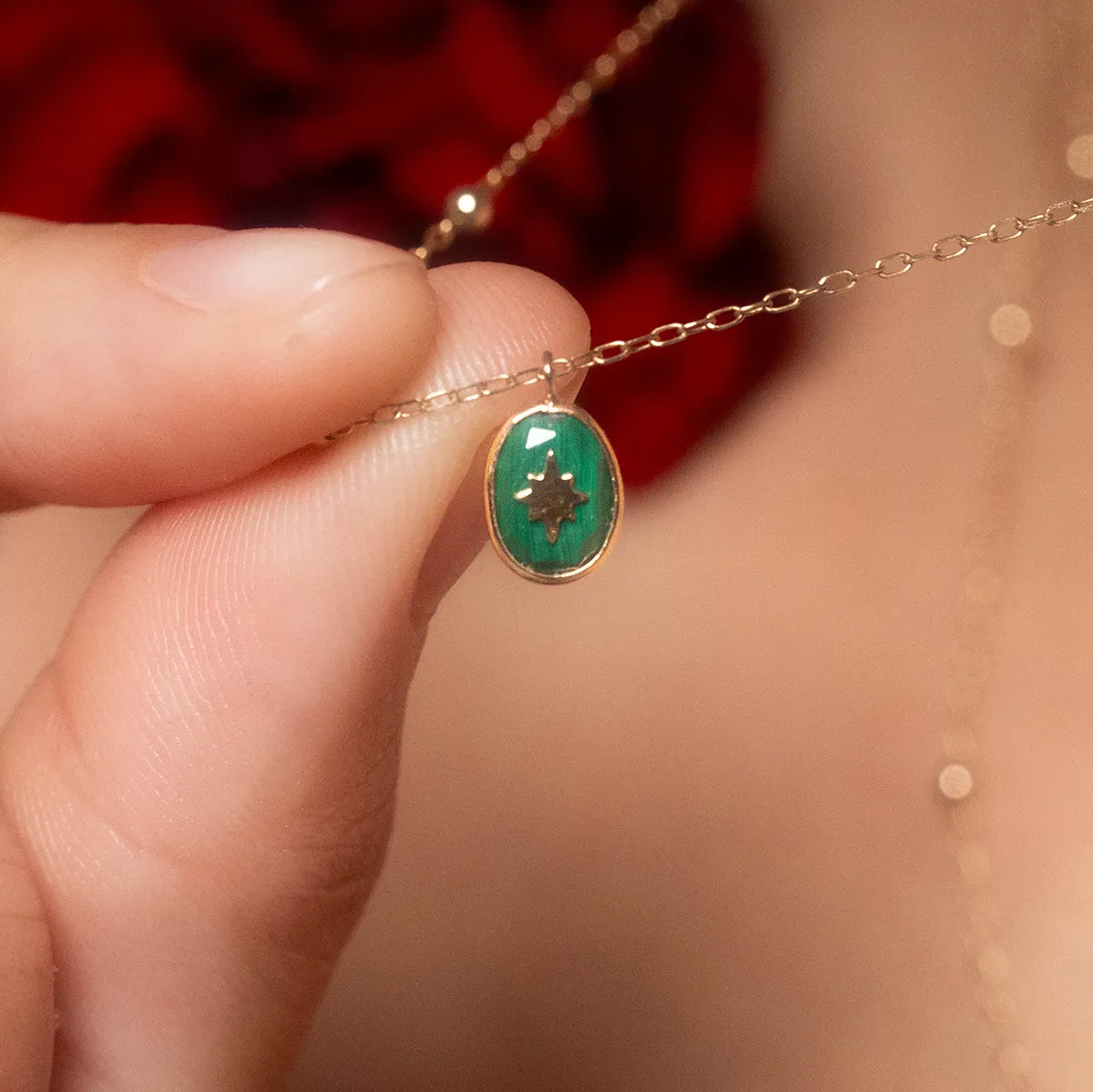 Solid Gold Crystal Amulet Necklace for Manifestation