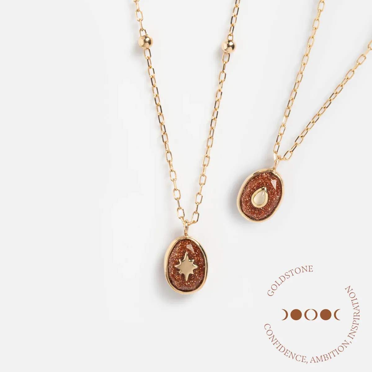 Solid Gold Crystal Amulet Necklace for Manifestation