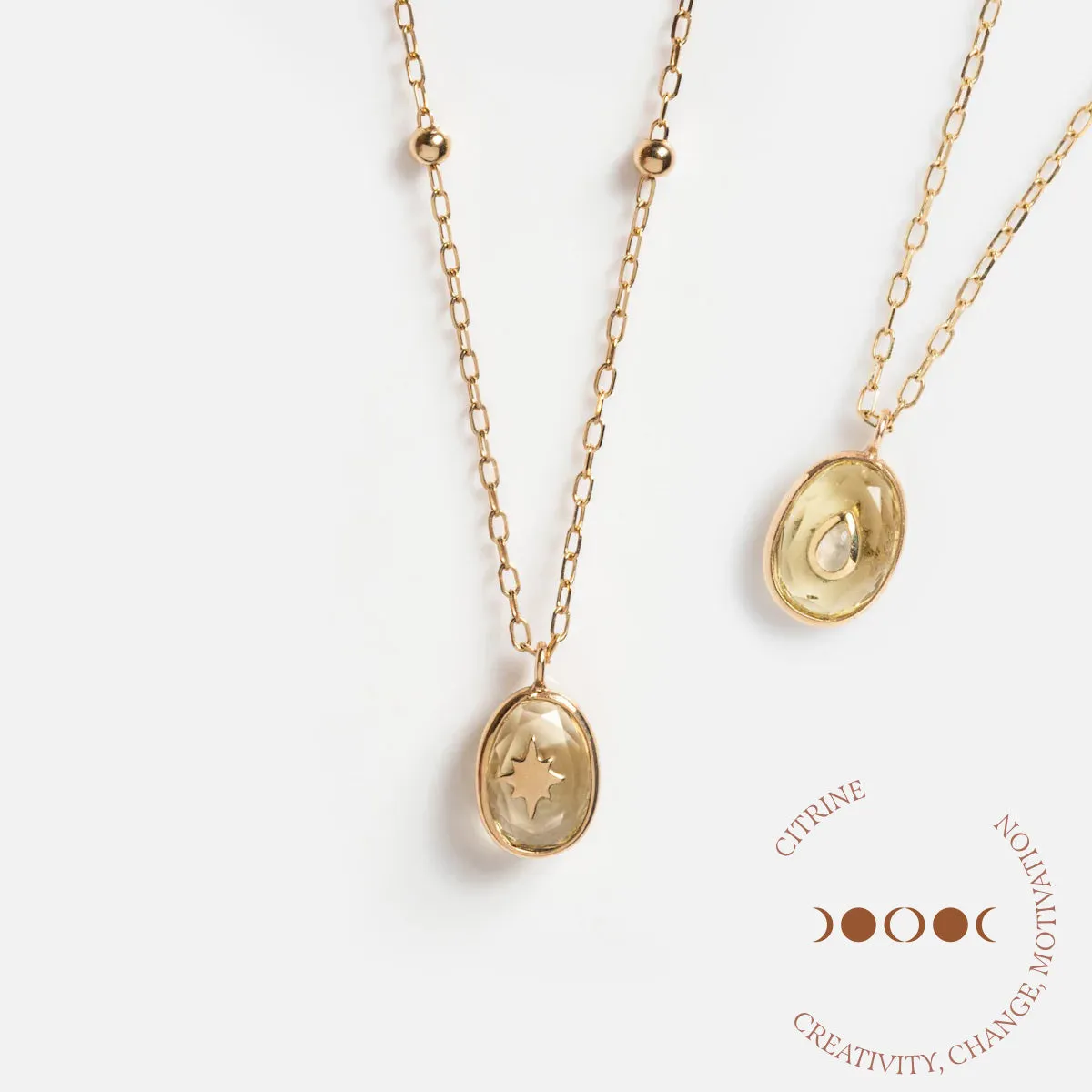 Solid Gold Crystal Amulet Necklace for Manifestation