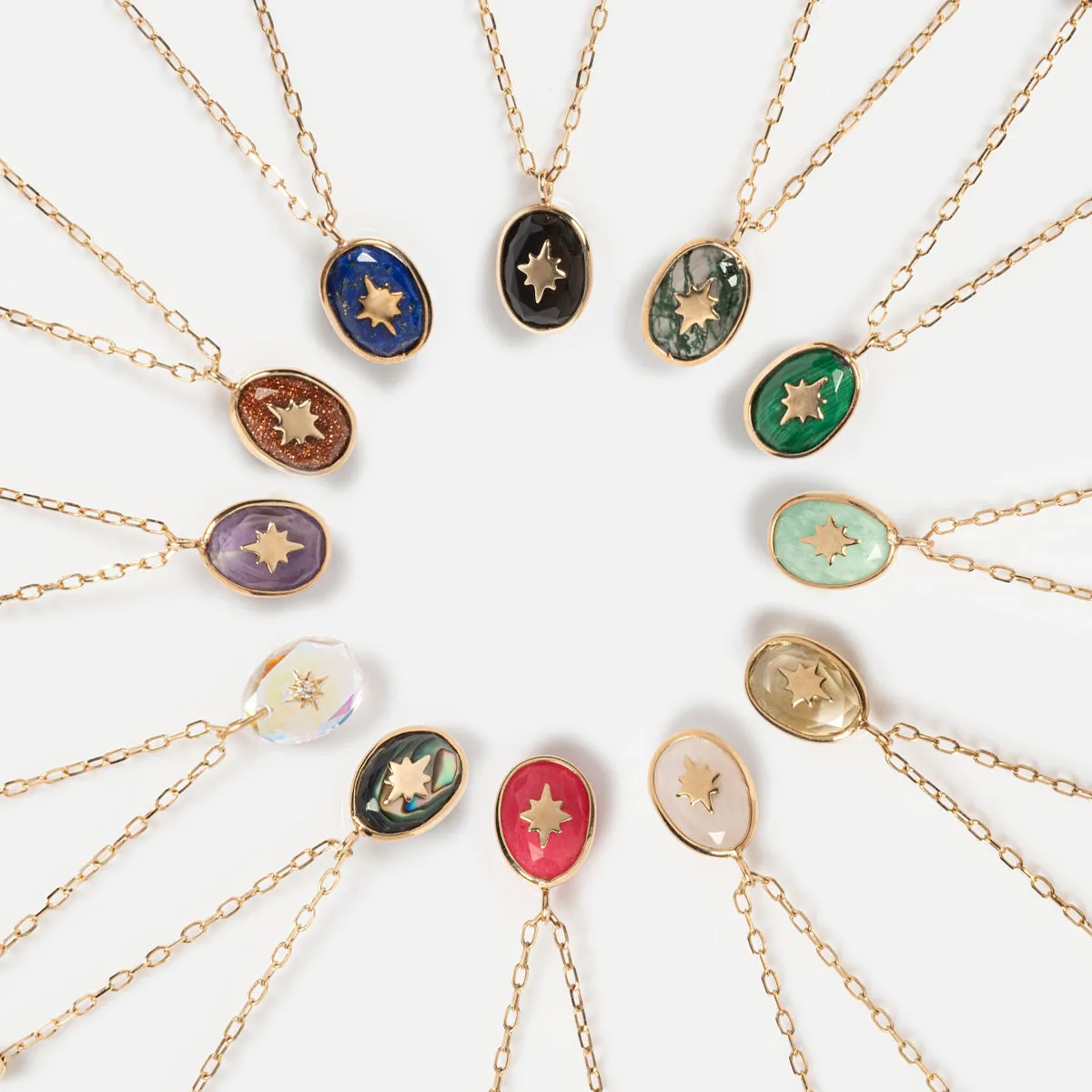 Solid Gold Crystal Amulet Necklace for Manifestation
