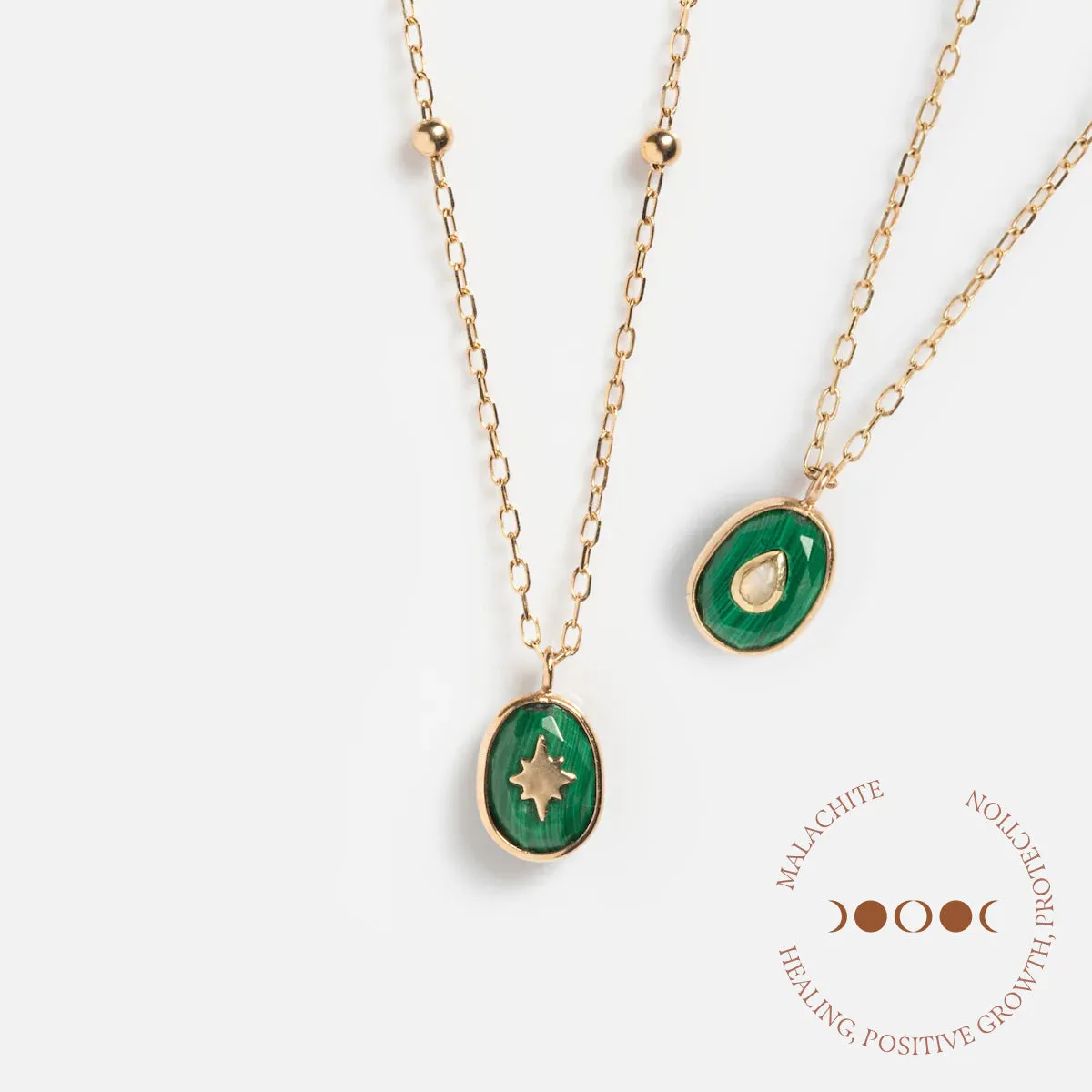 Solid Gold Crystal Amulet Necklace for Manifestation