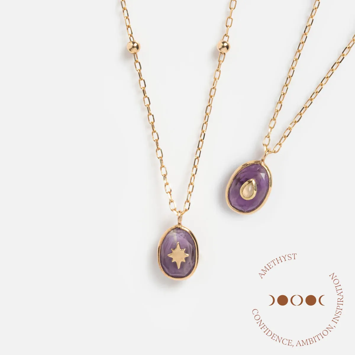 Solid Gold Crystal Amulet Necklace for Manifestation