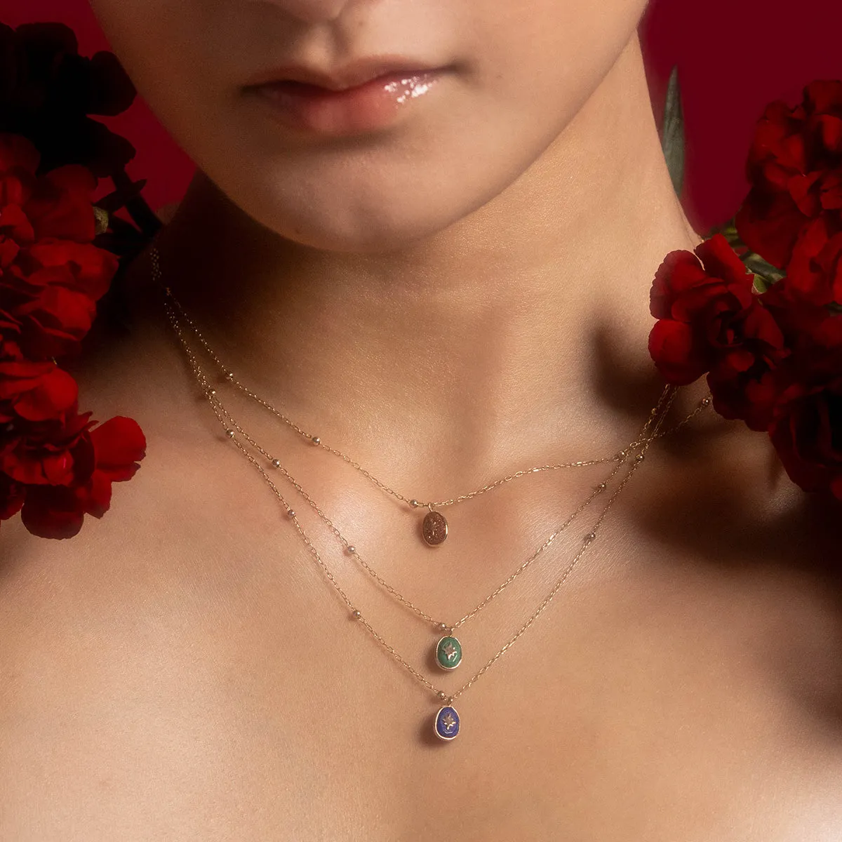 Solid Gold Crystal Amulet Necklace for Manifestation