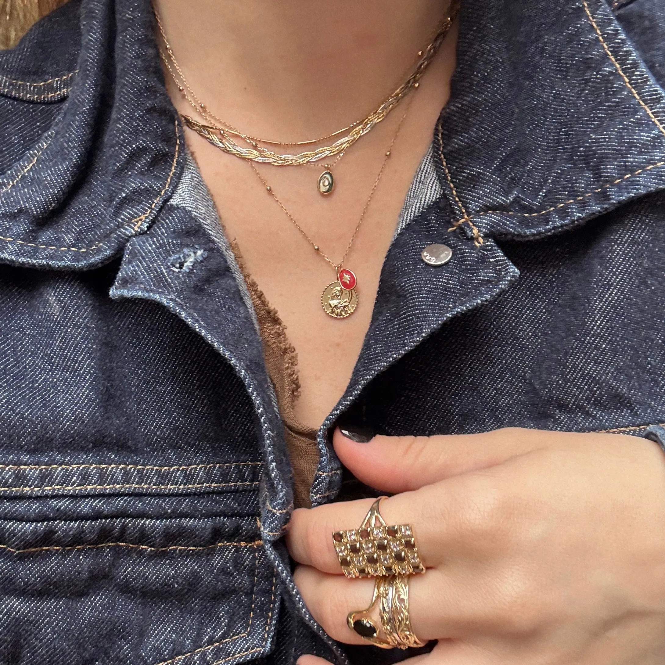 Solid Gold Crystal Amulet Necklace for Manifestation
