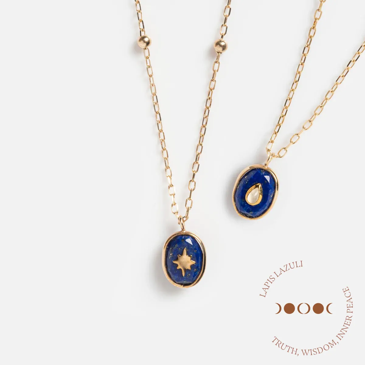 Solid Gold Crystal Amulet Necklace for Manifestation