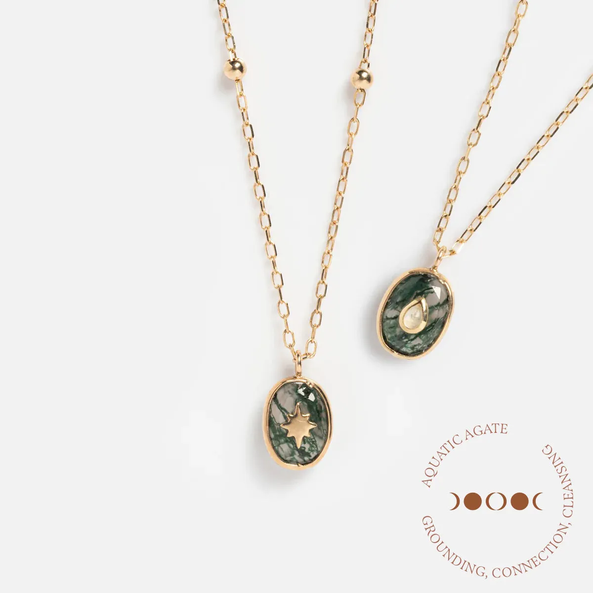 Solid Gold Crystal Amulet Necklace for Manifestation