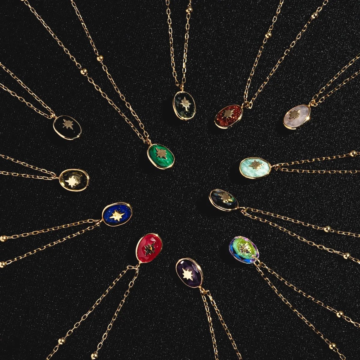 Solid Gold Crystal Amulet Necklace for Manifestation