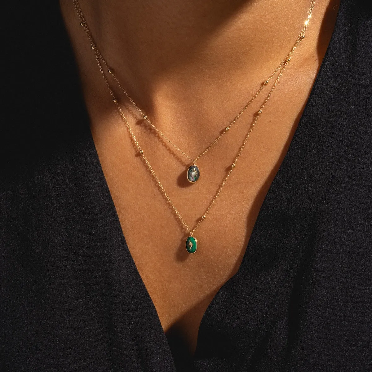 Solid Gold Crystal Amulet Necklace for Manifestation