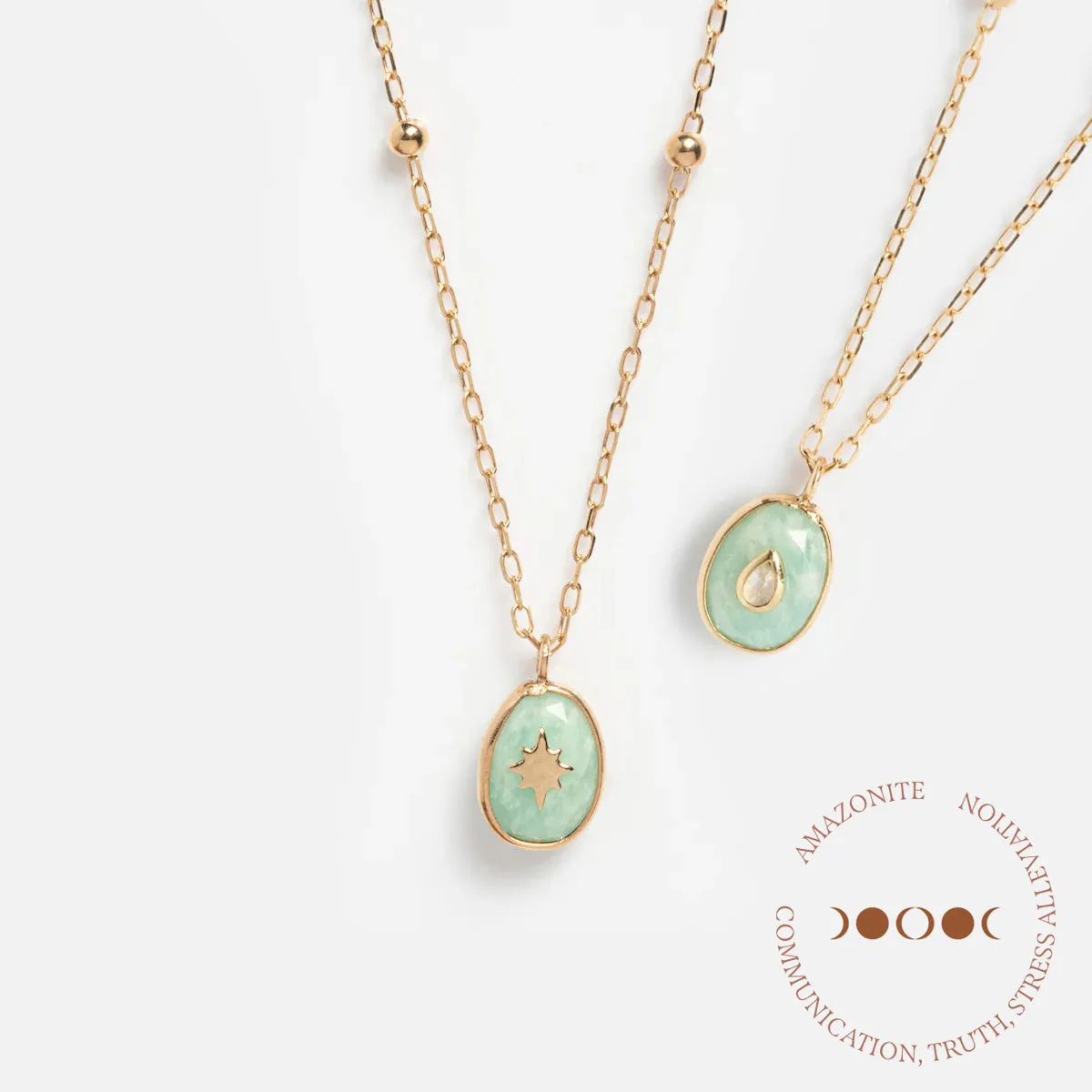 Solid Gold Crystal Amulet Necklace for Manifestation