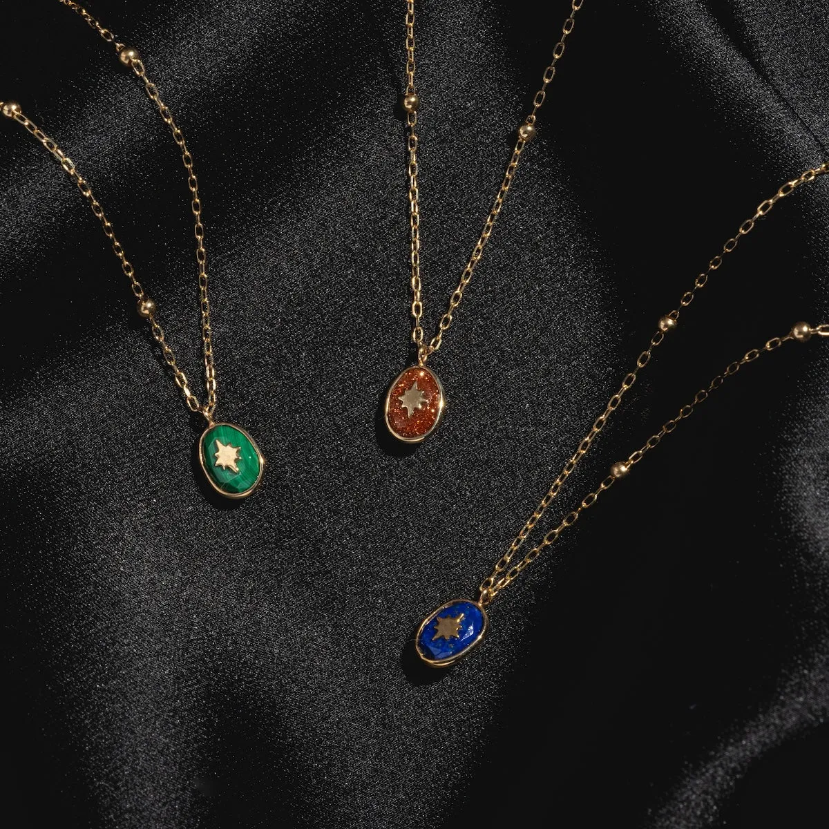 Solid Gold Crystal Amulet Necklace for Manifestation