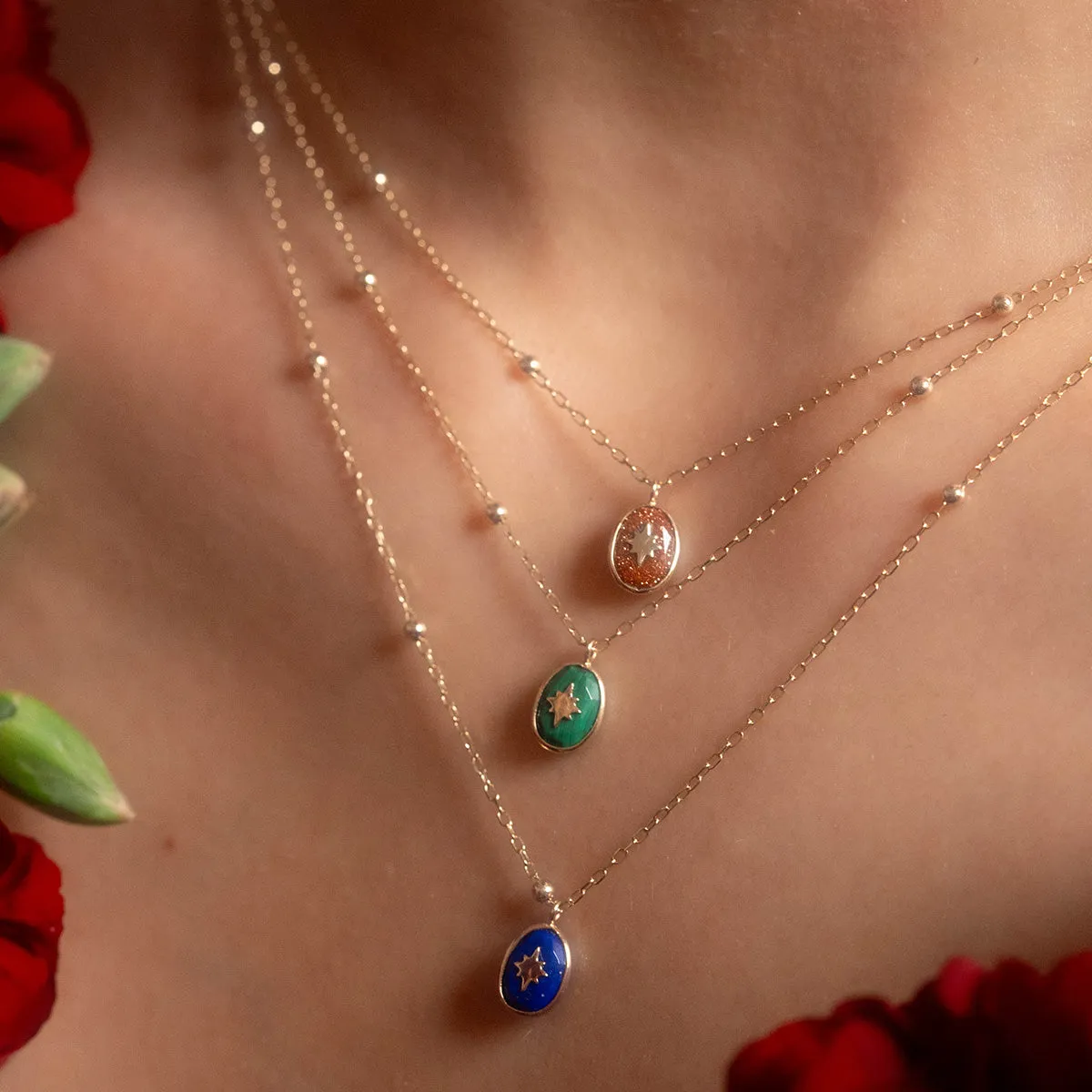 Solid Gold Crystal Amulet Necklace for Manifestation